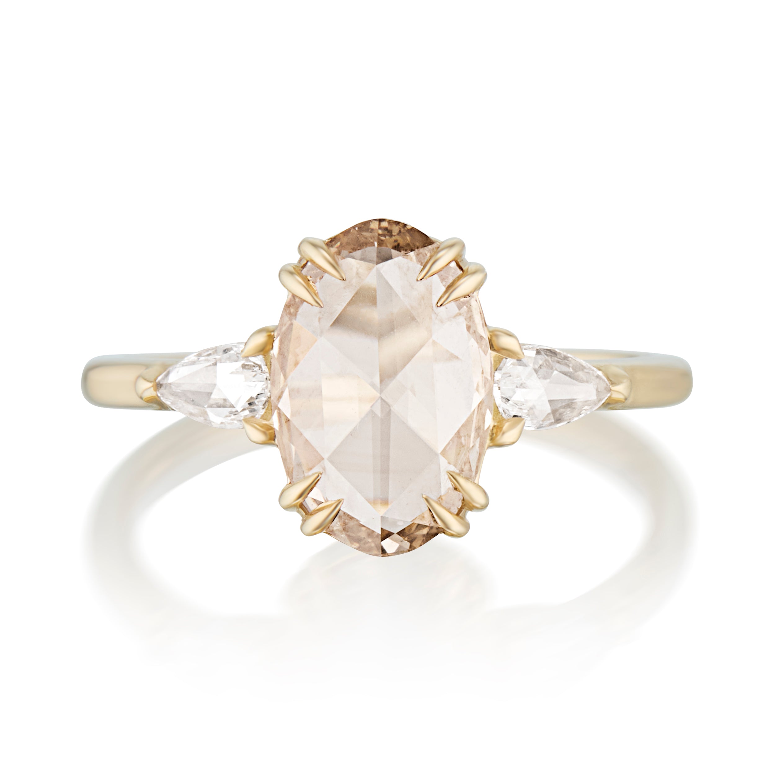 1.54 Carat Champagne Oval Rose Cut Diamond Quinn Ring