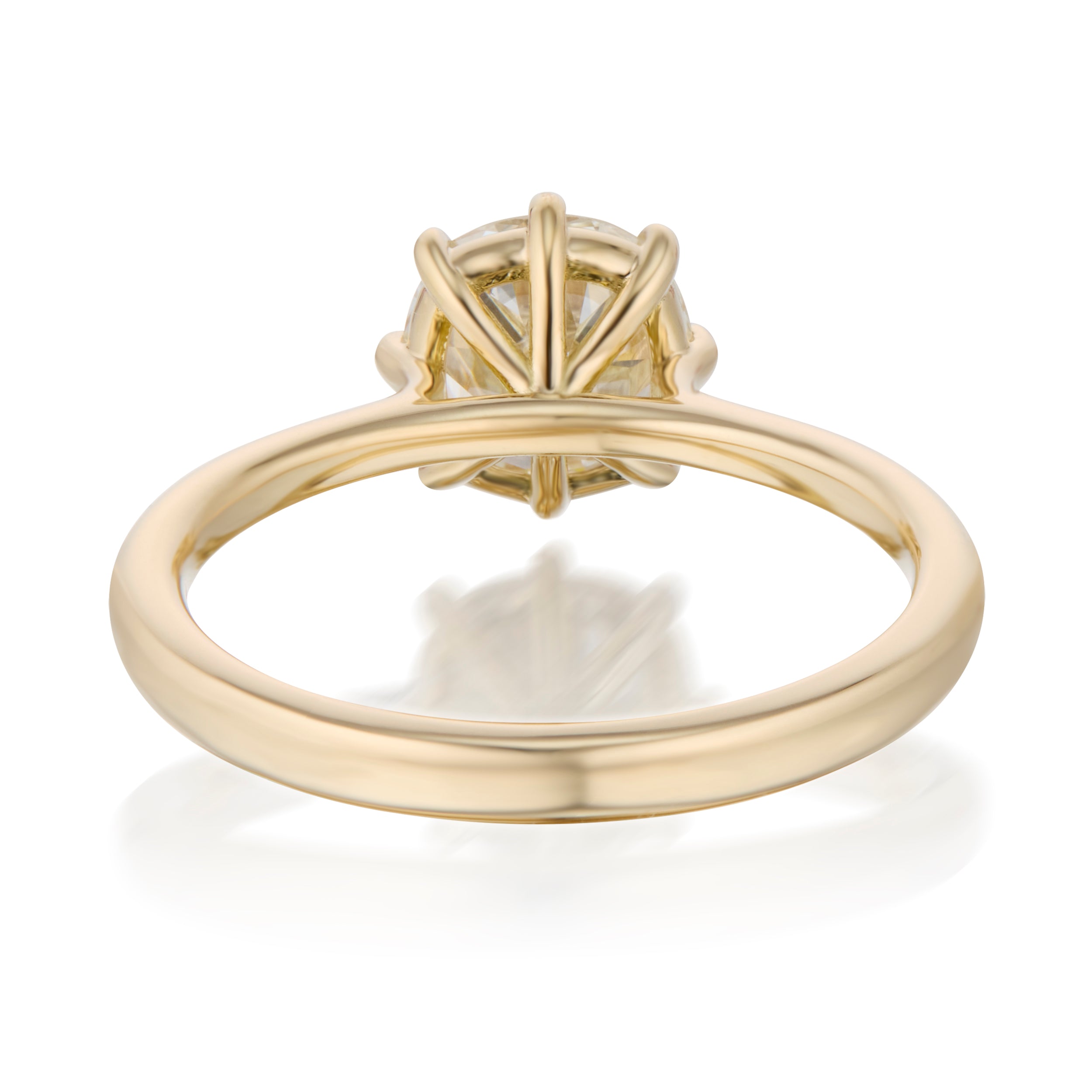 1.70 Carat Old European Cut Diamond Marlowe Ring Back 14K Yellow Gold