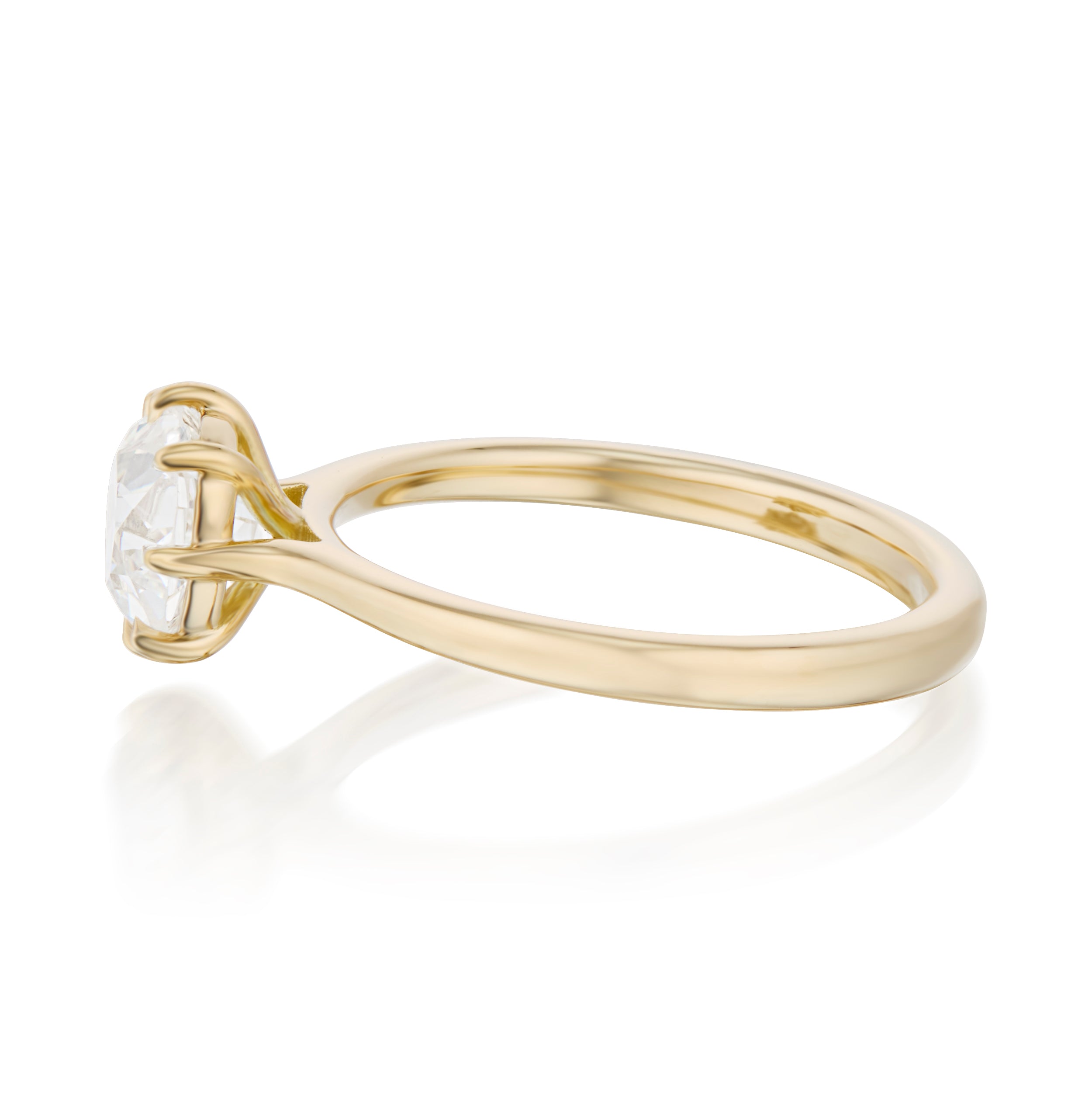 1.70 Carat Old European Cut Diamond Marlowe Ring Side 14K Yellow Gold