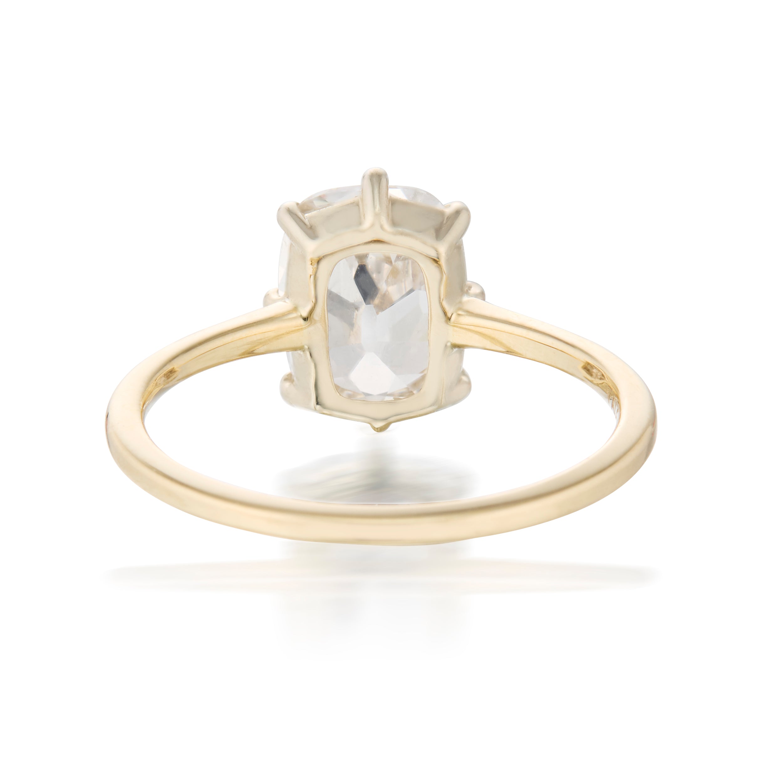 1.73 Carat Elongated Cushion 8 Prong Ring Yellow Gold Back View