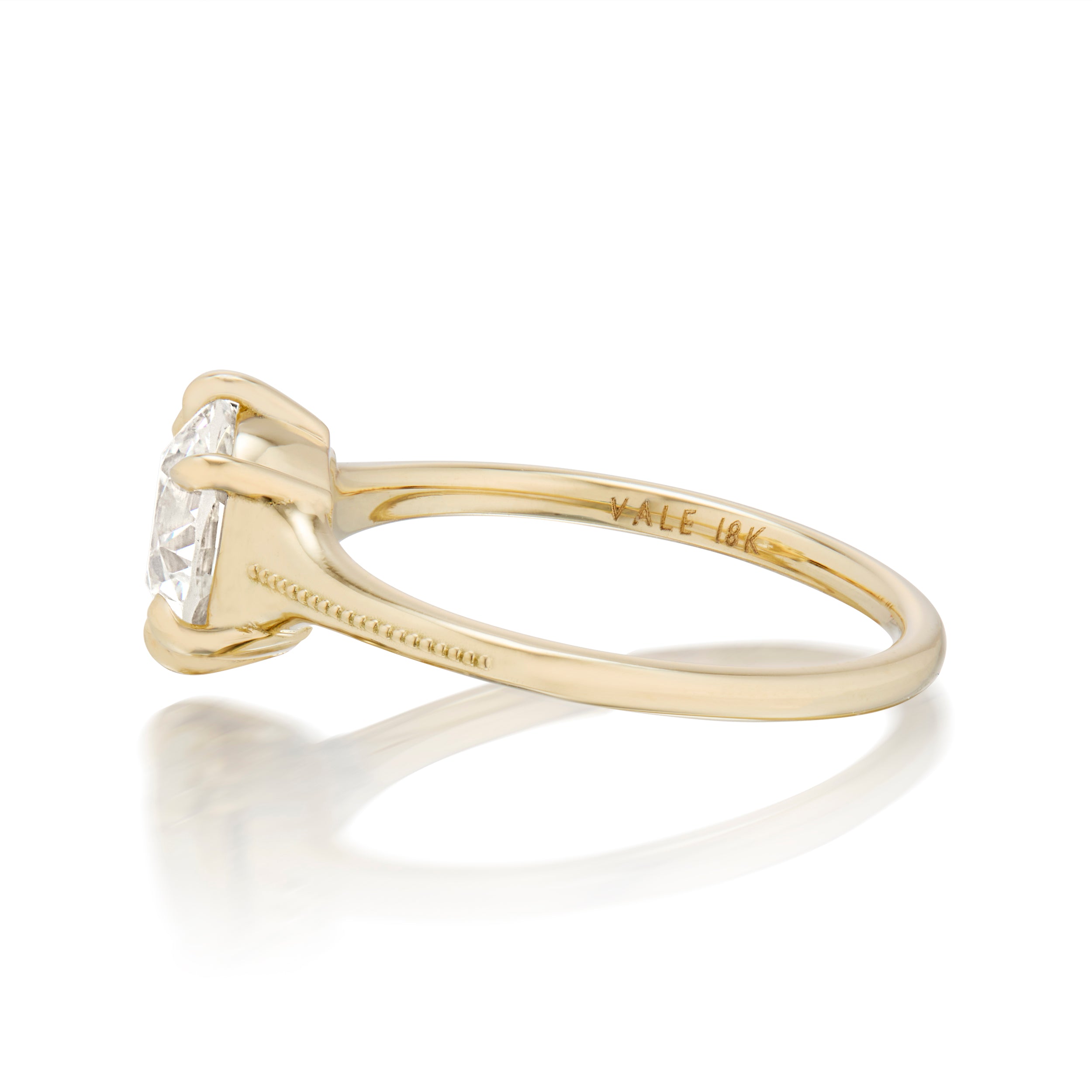 1.75 Carat Old European Cut Diamond Delilah Ring Yellow Gold Side View
