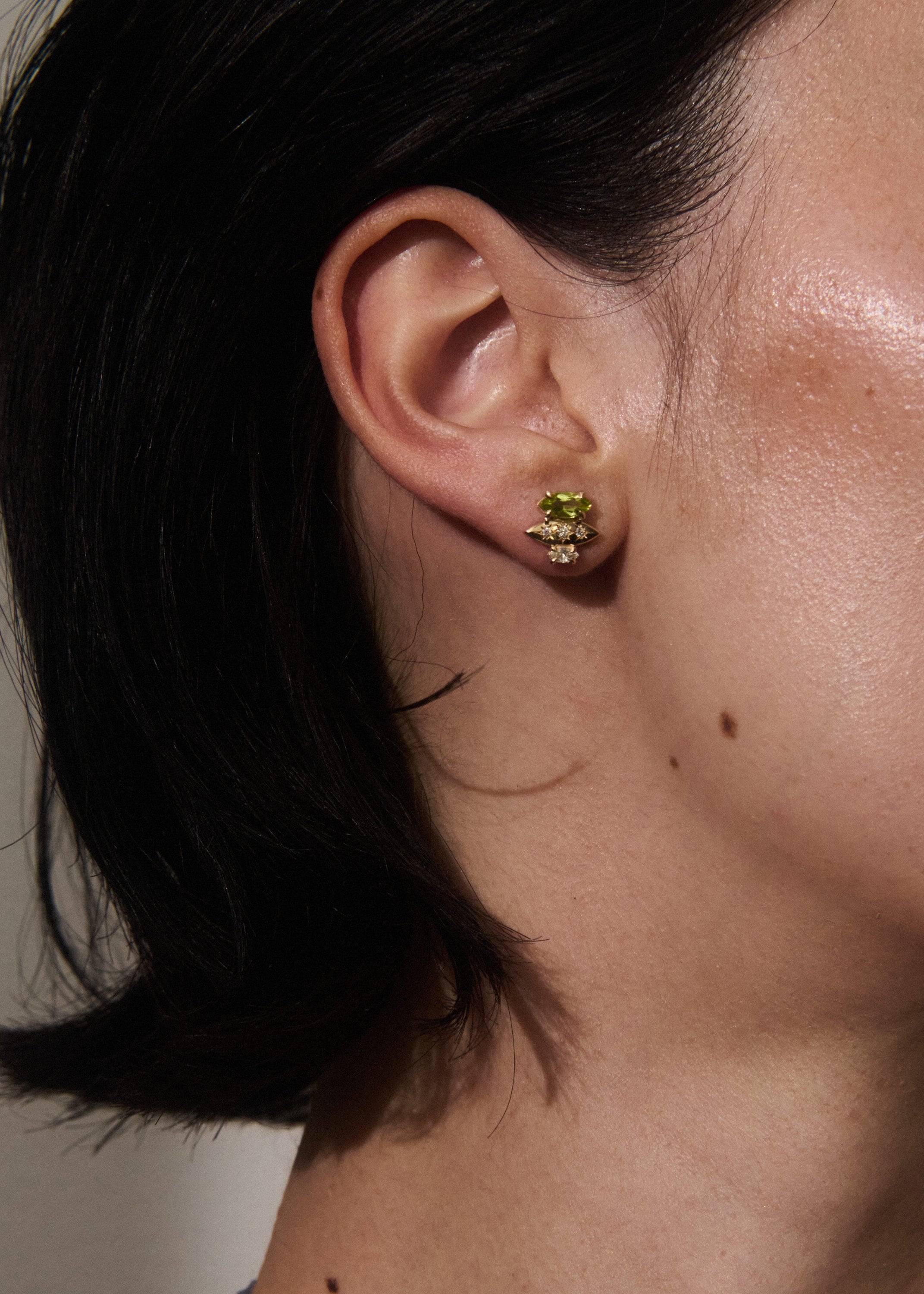 Rainfall Triple Marquise Peridot Earrings