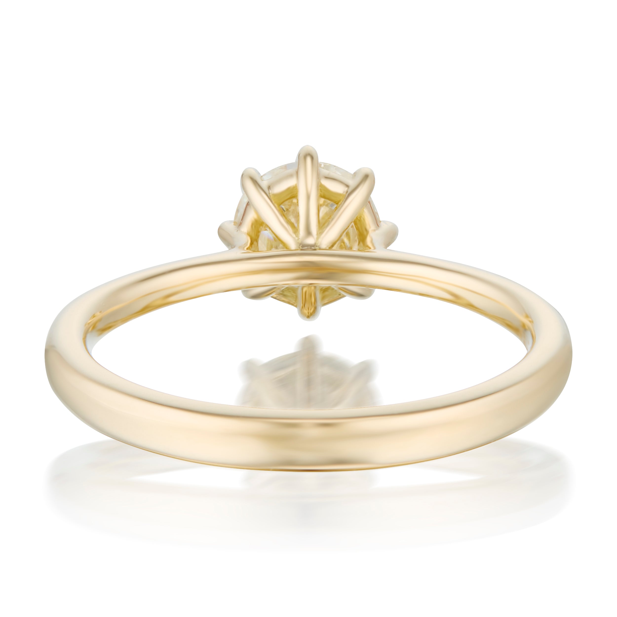 1.03 Carat Old European Cut Diamond Marlowe Ring in Yellow Gold Back View by Vale Jewelry