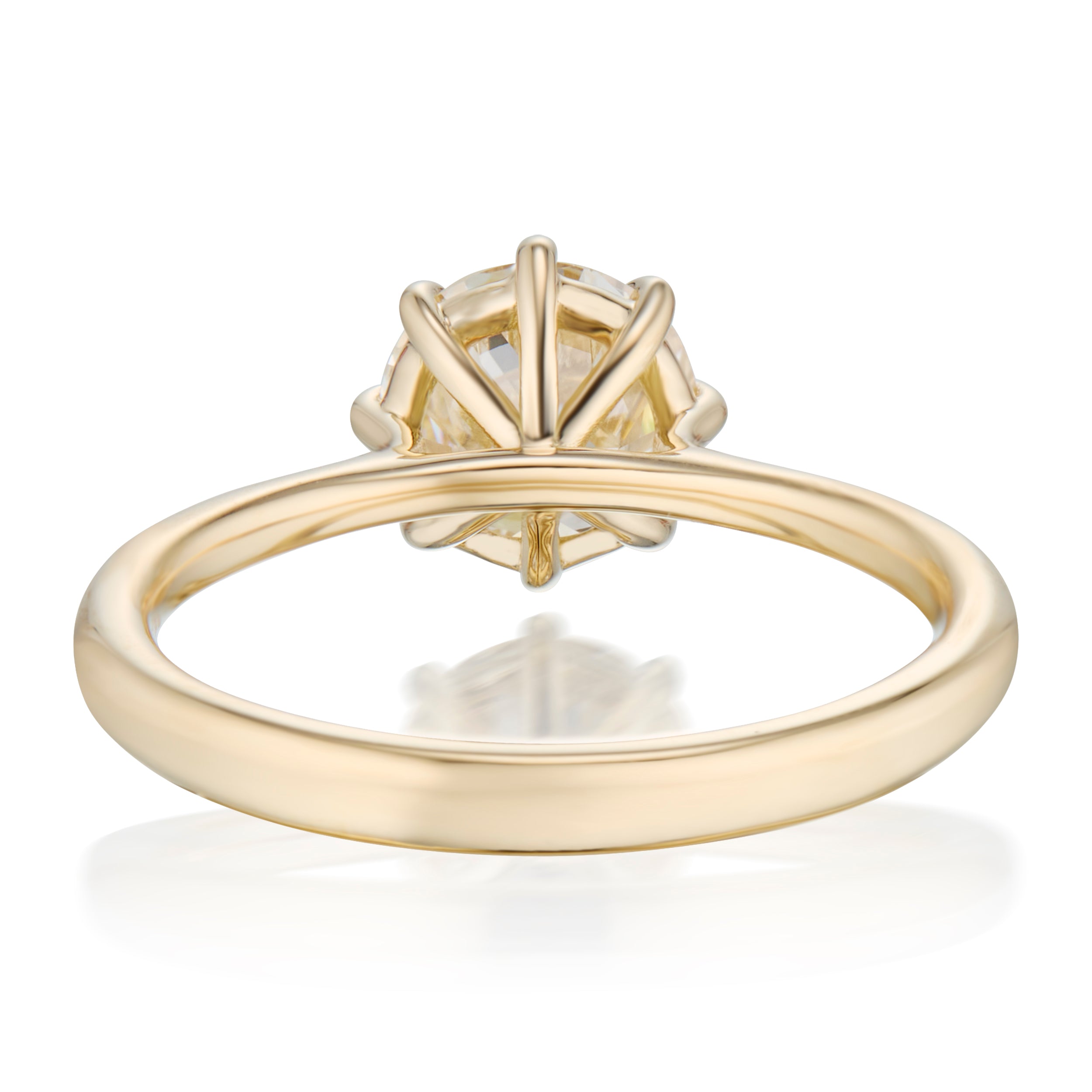 1.72 Carat Old European Diamond Marlowe Ring in Yellow Gold Back View from Vale Jewelry