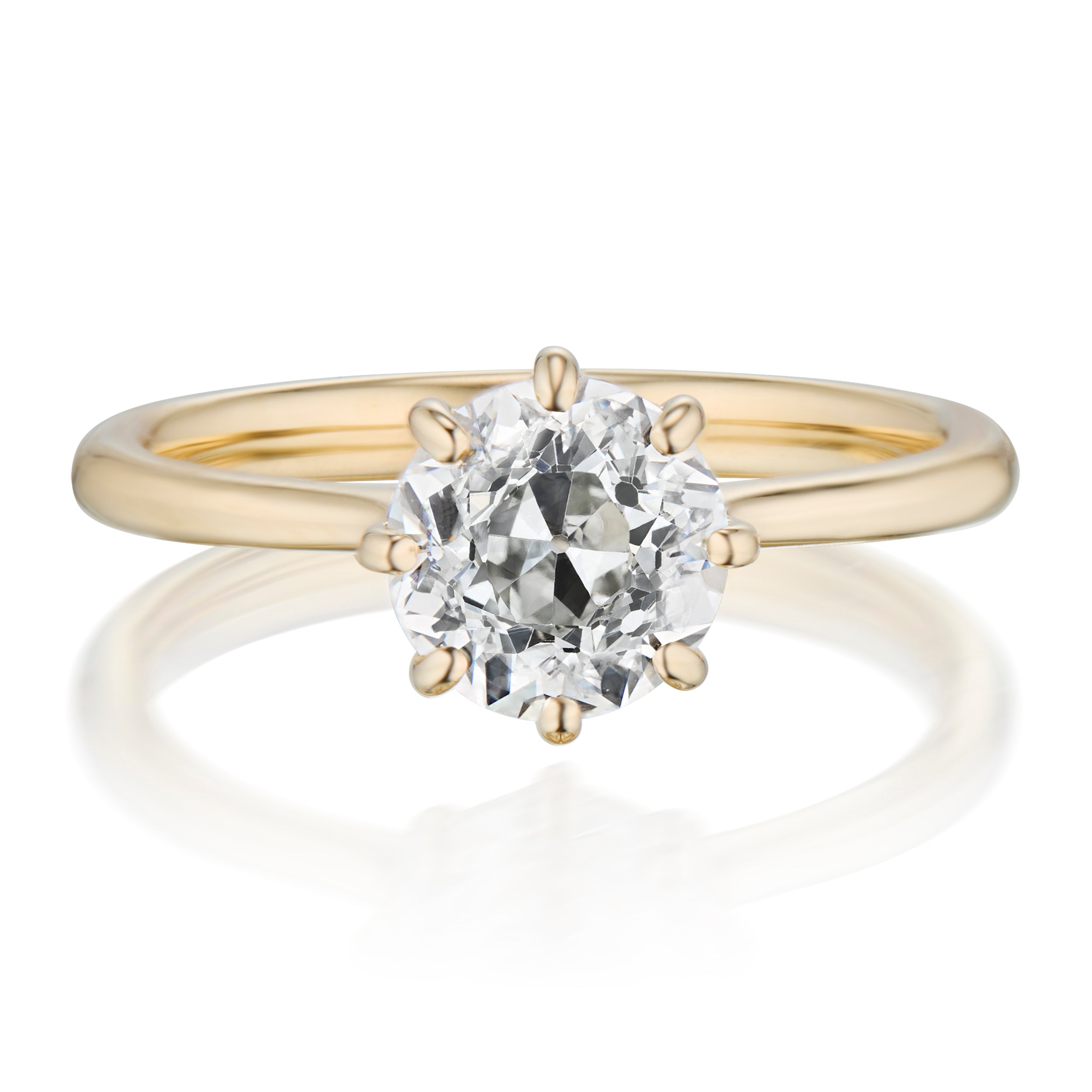 1.72 Carat Old European Diamond Marlowe Ring in Yellow Gold Front View from Vale Jewelry