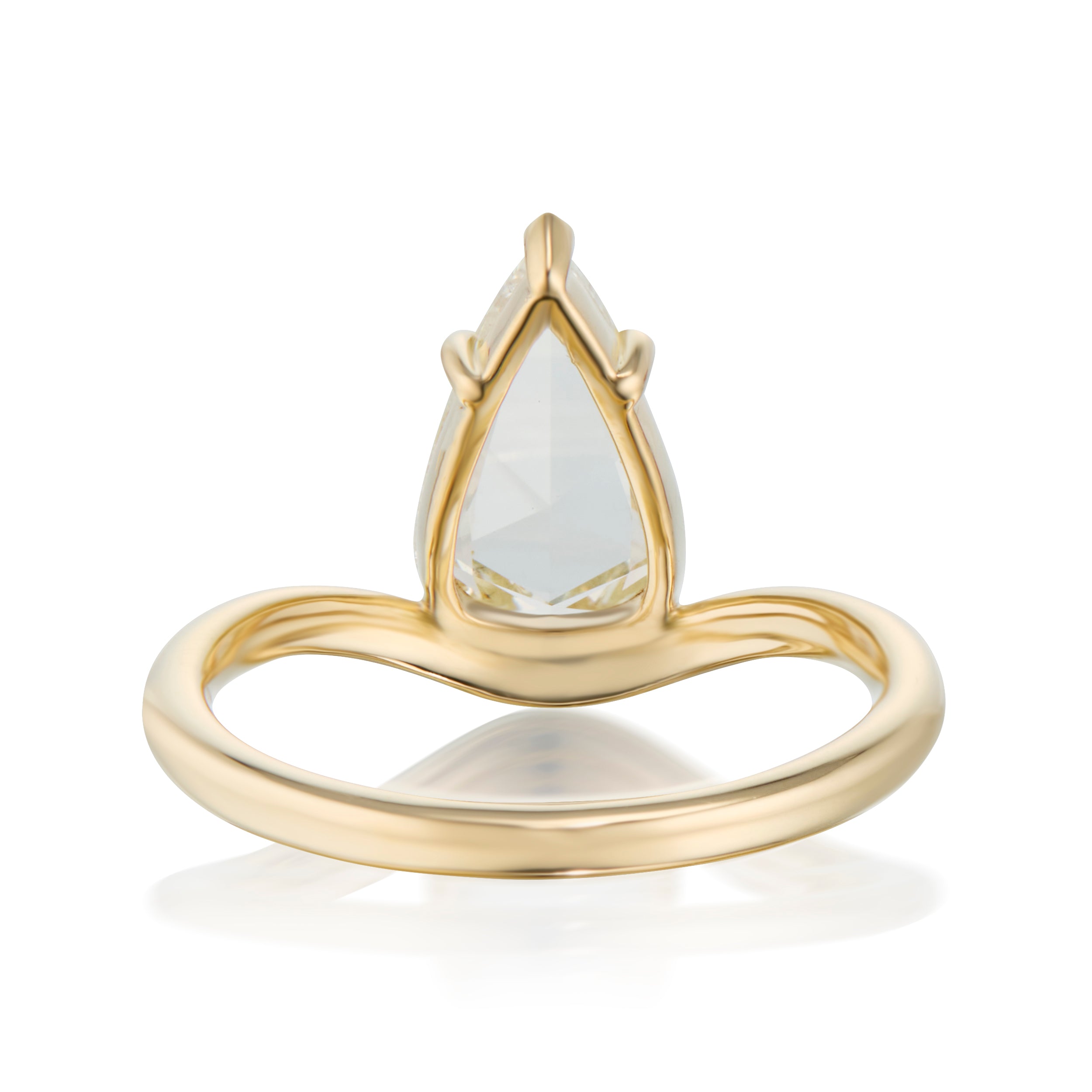 2.00 Carat Elongated Pear Rose Cut Diamond Snowdrop Ring