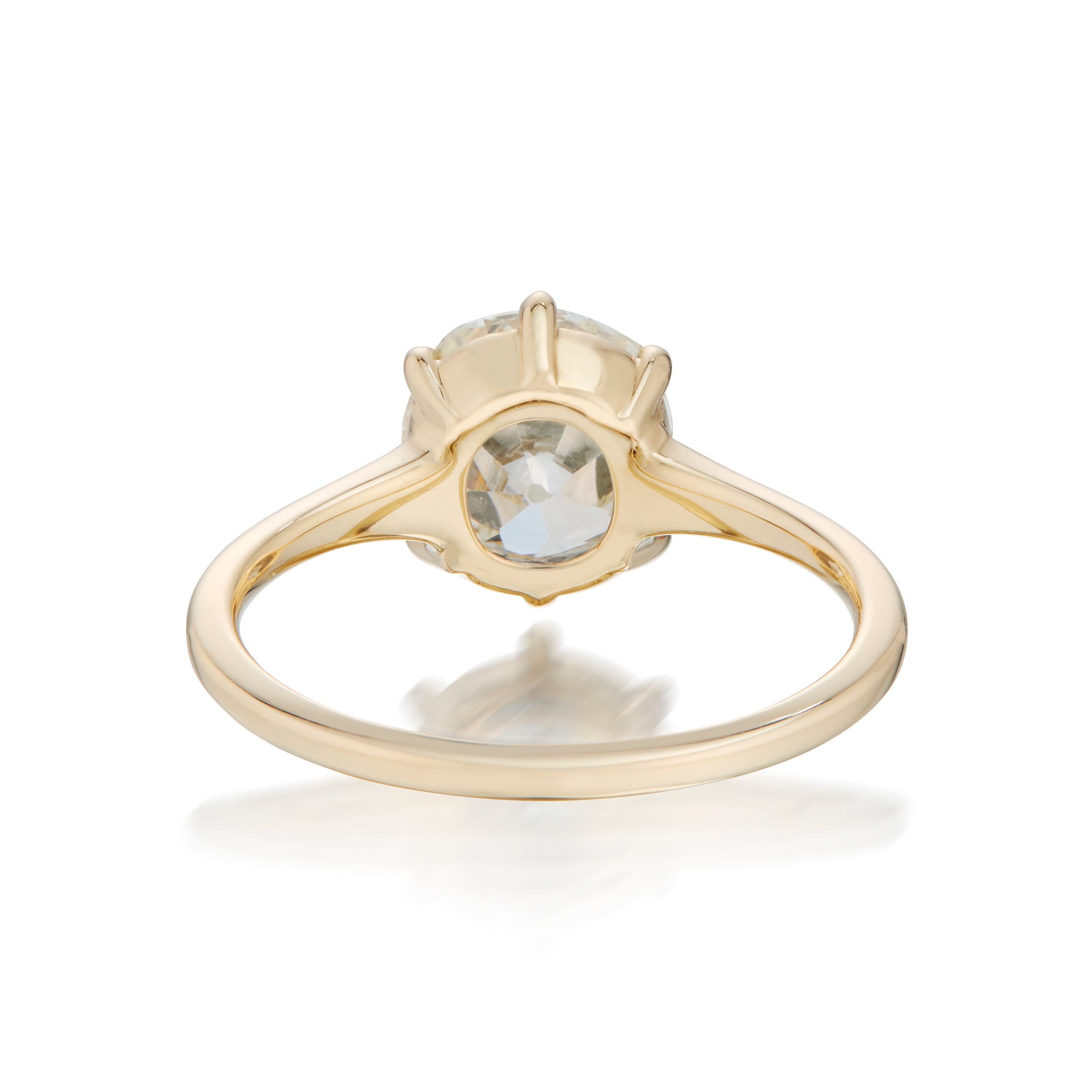 Vale Jewelry 2.27 Carat Old Mine Cut Diamond Solitaire Delaney Ring in 18K Yellow Gold Back View