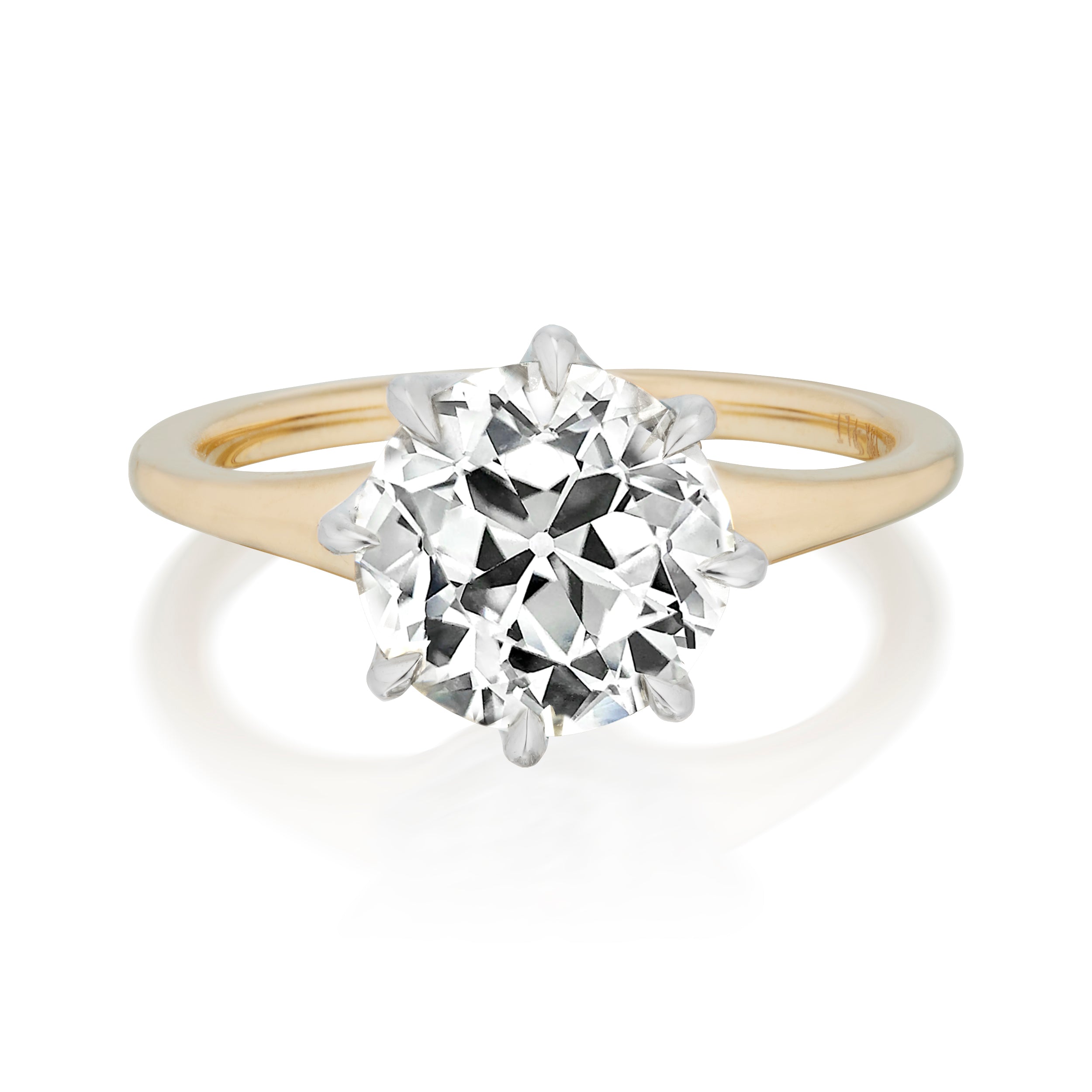 2.90 Carat Old European Cut Diamond Violaine Ring in Yellow Gold Front Image