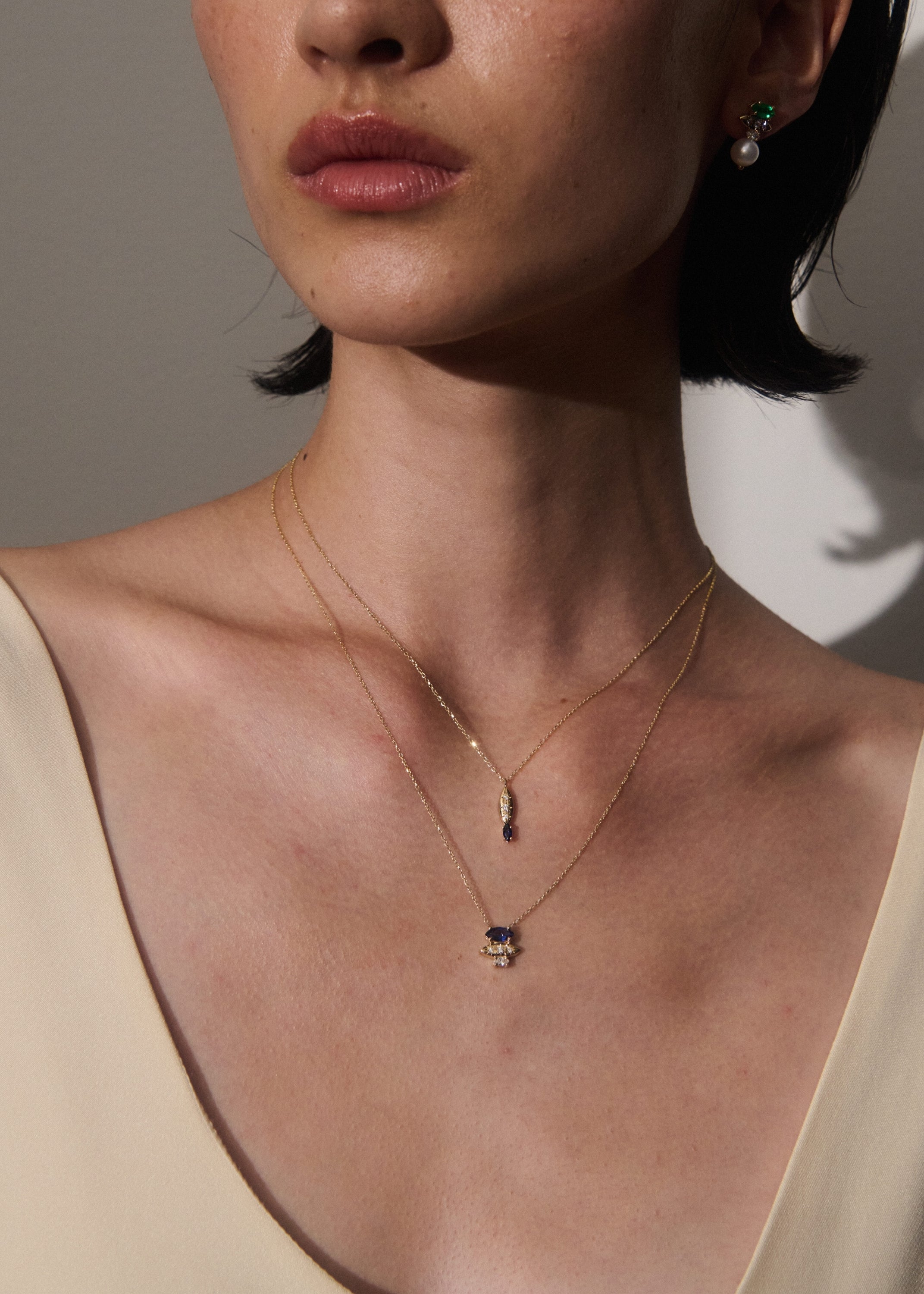 Rainfall Triple Marquise Sapphire Necklace