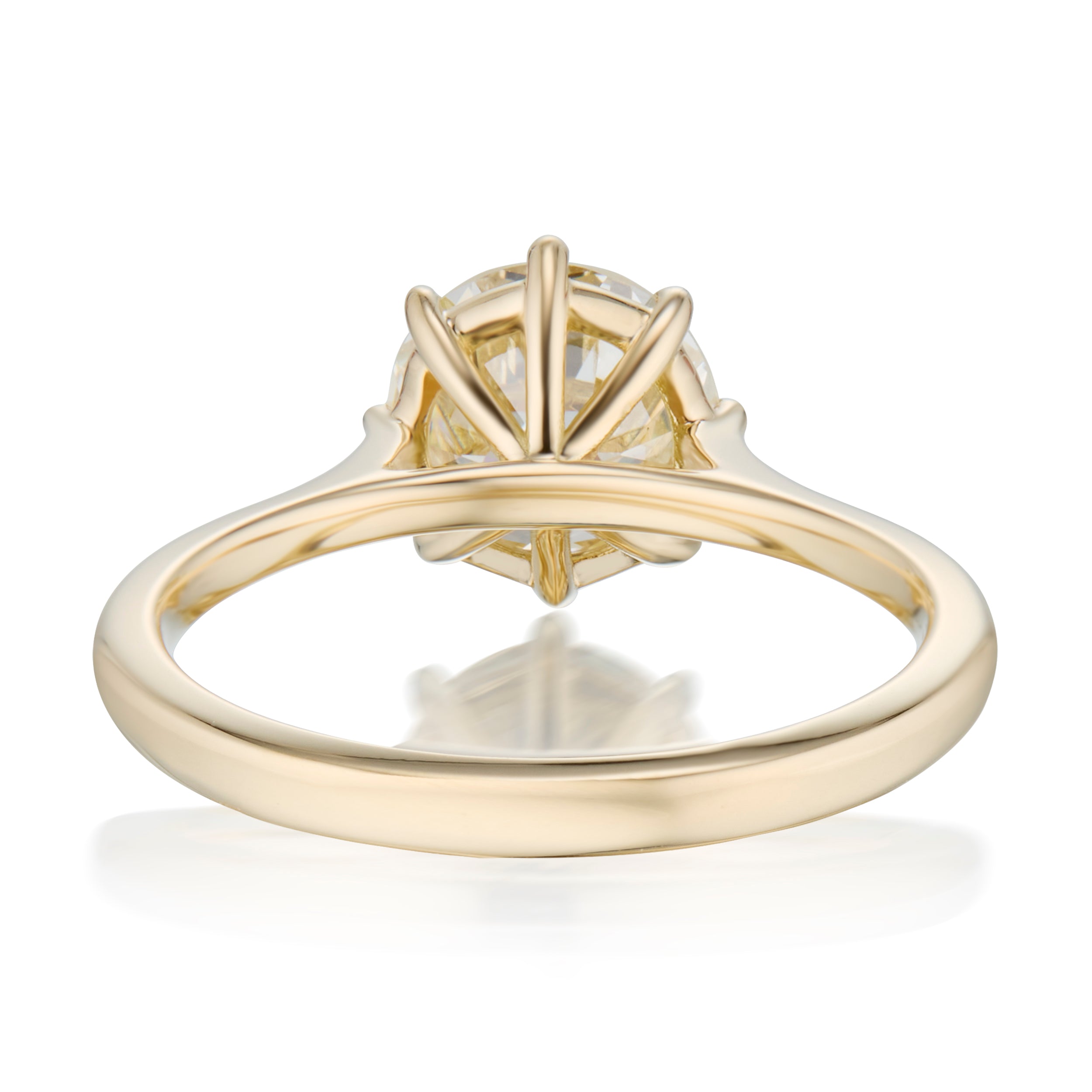 2.18 Carat Old European Diamond Marlowe Ring in Yellow Gold Back View by Vale Jewelry