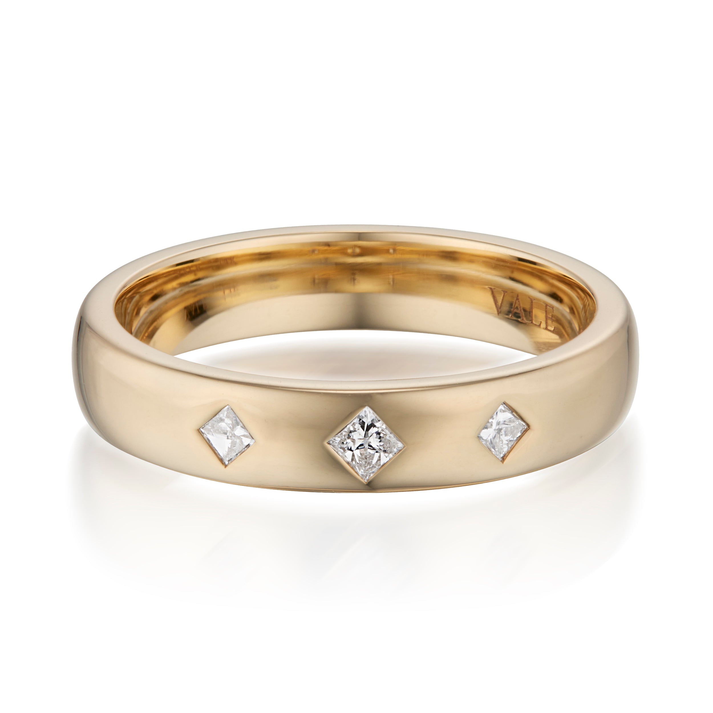 Three Square Cut Diamond Band