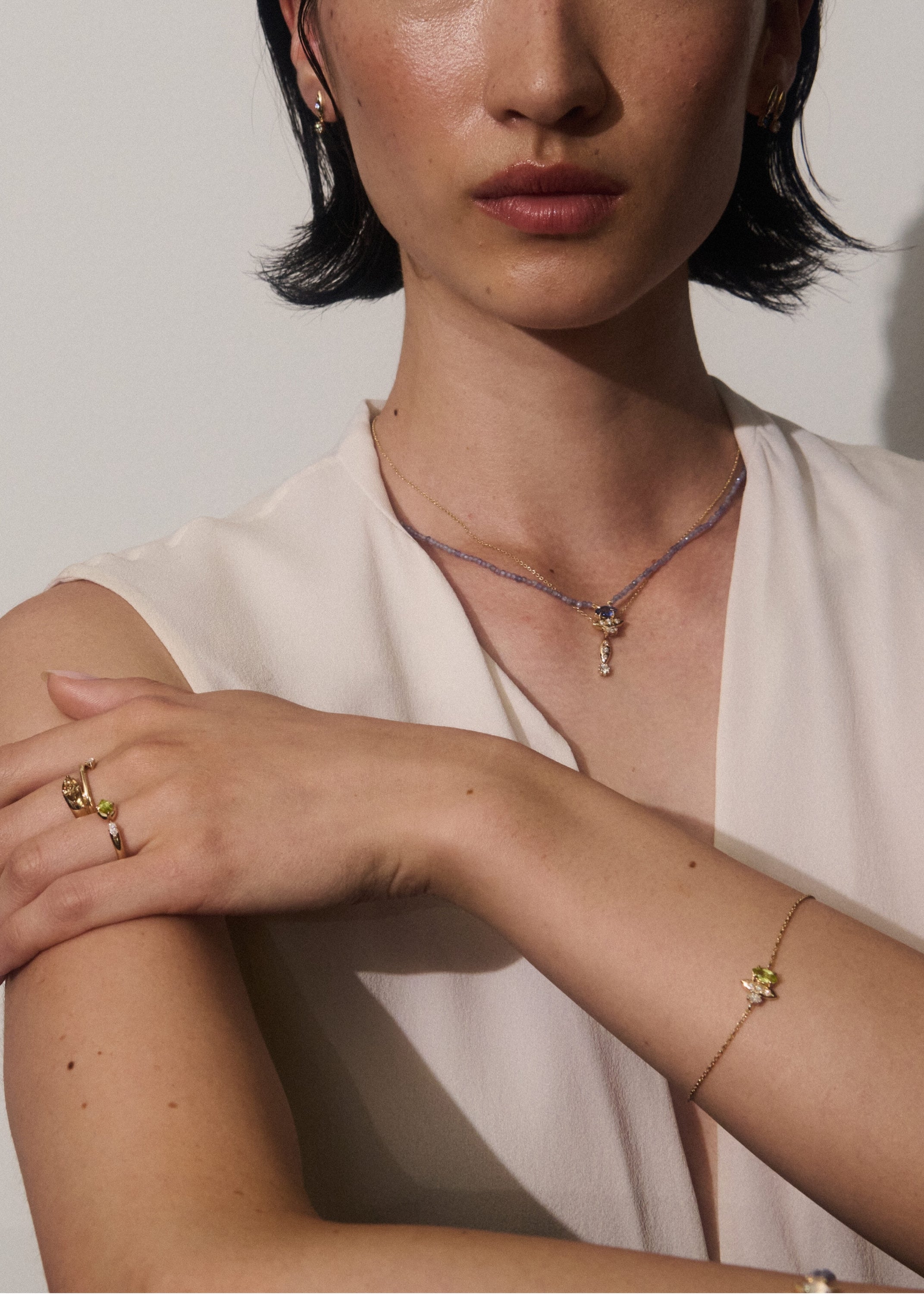 Rainfall Triple Marquise Peridot Bracelet