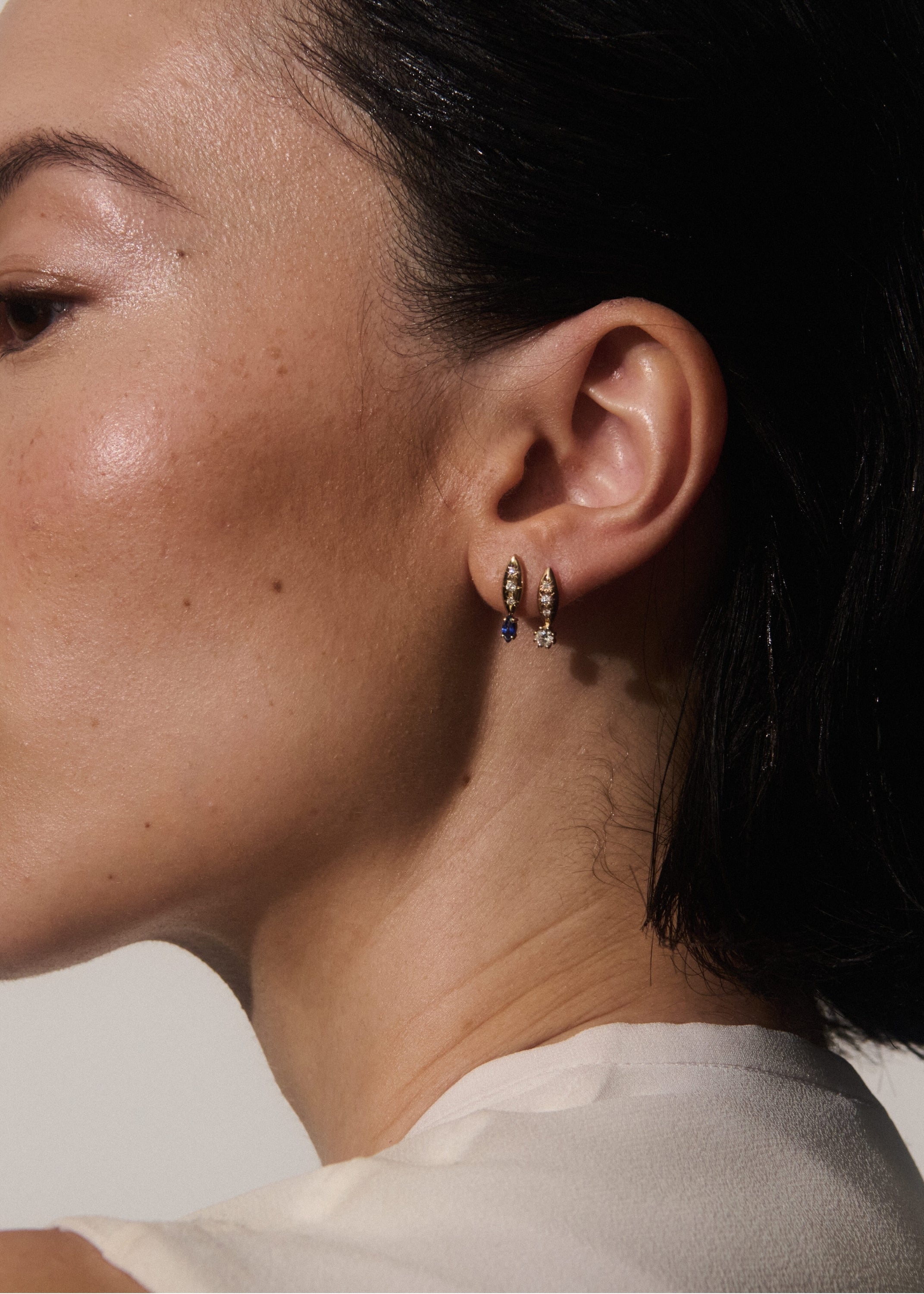 Rainfall Marquise Earrings with Blue Sapphires