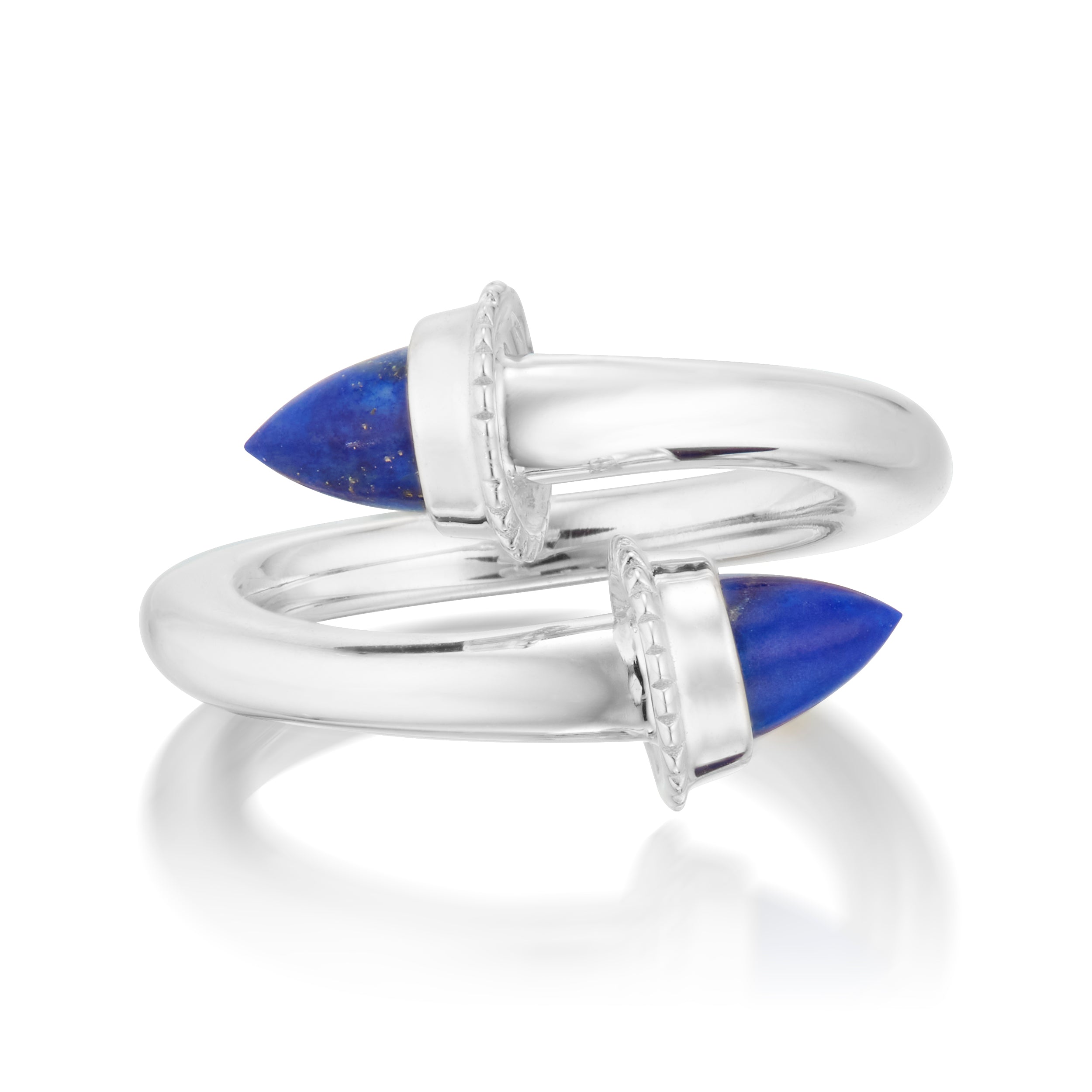 Amphora Bypass Ring Lapis Lazuli White Gold Front Image