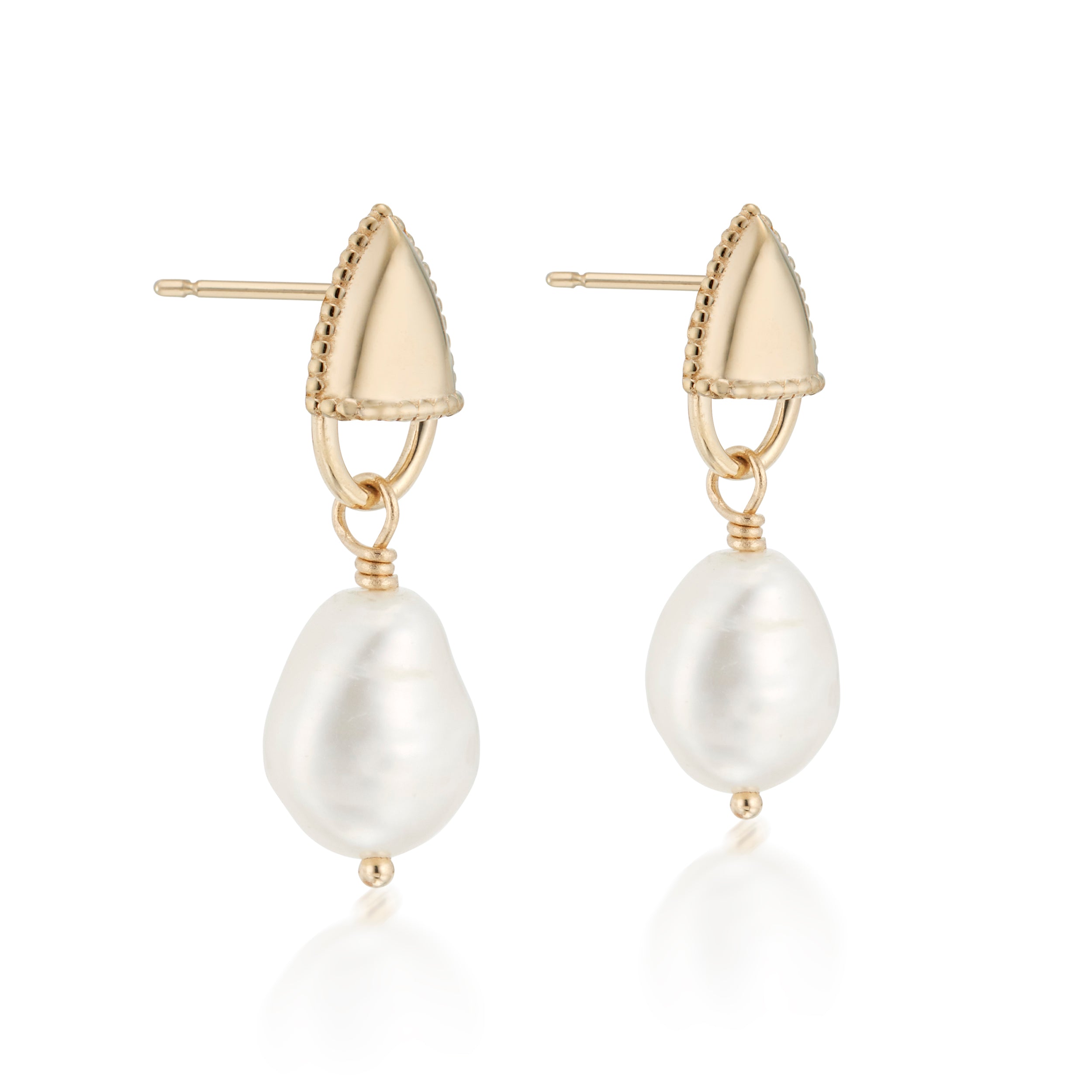 Amphora Lock Earrings with Pearls Yellow Gold Side Image
