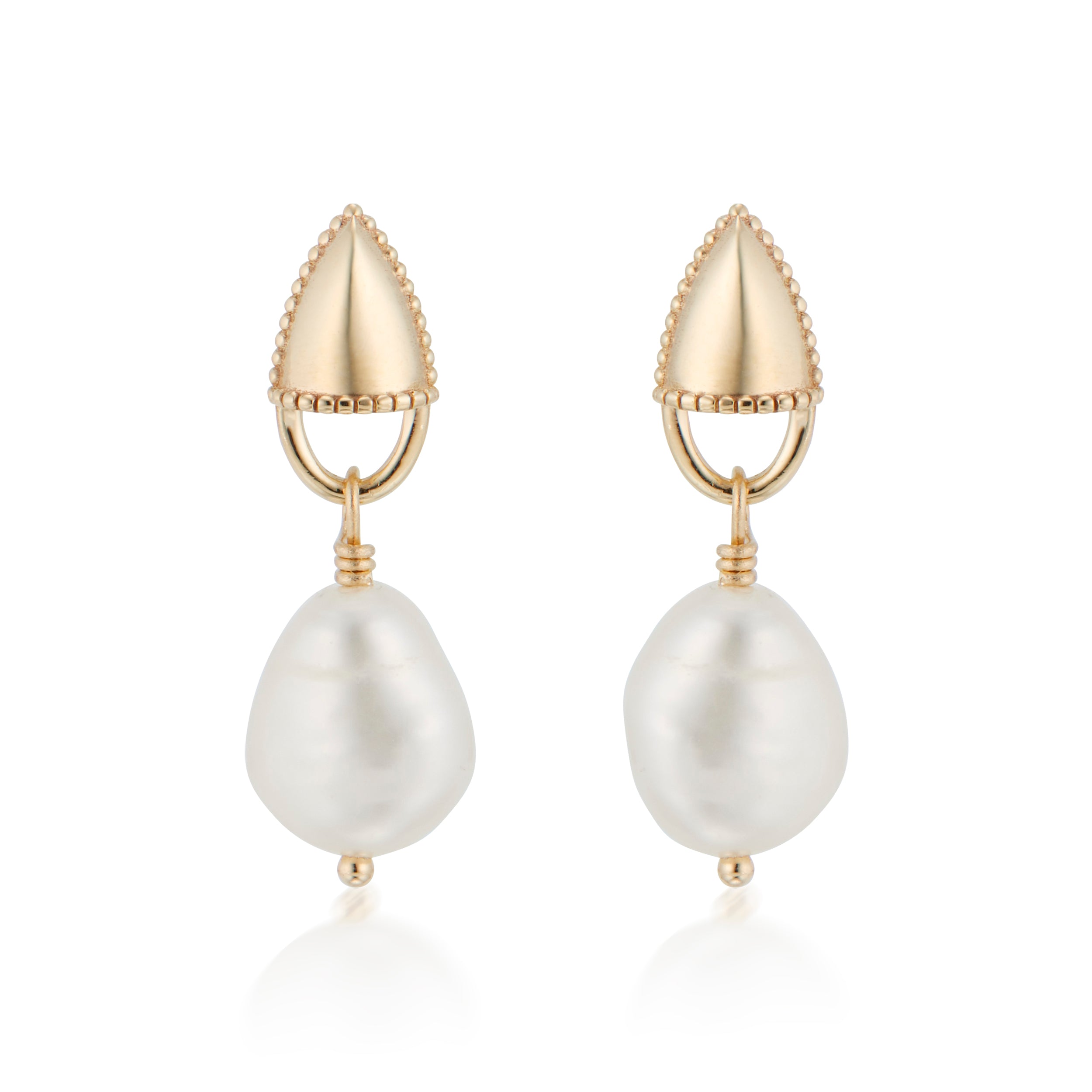 Amphora Lock Earrings with Pearls Yellow Gold Front Image