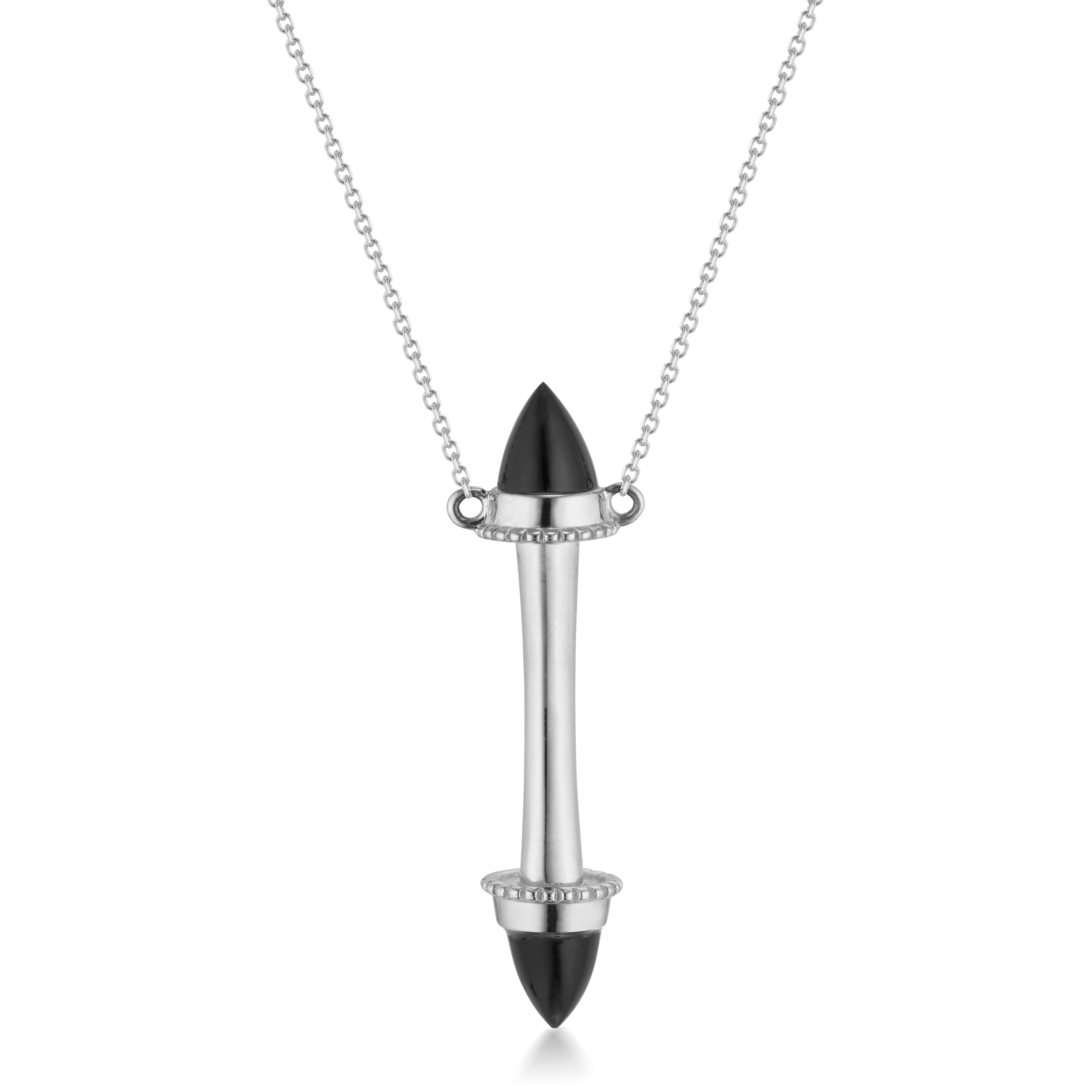 Amphora Scroll Black Onyx Necklace White Gold Close-Up Image