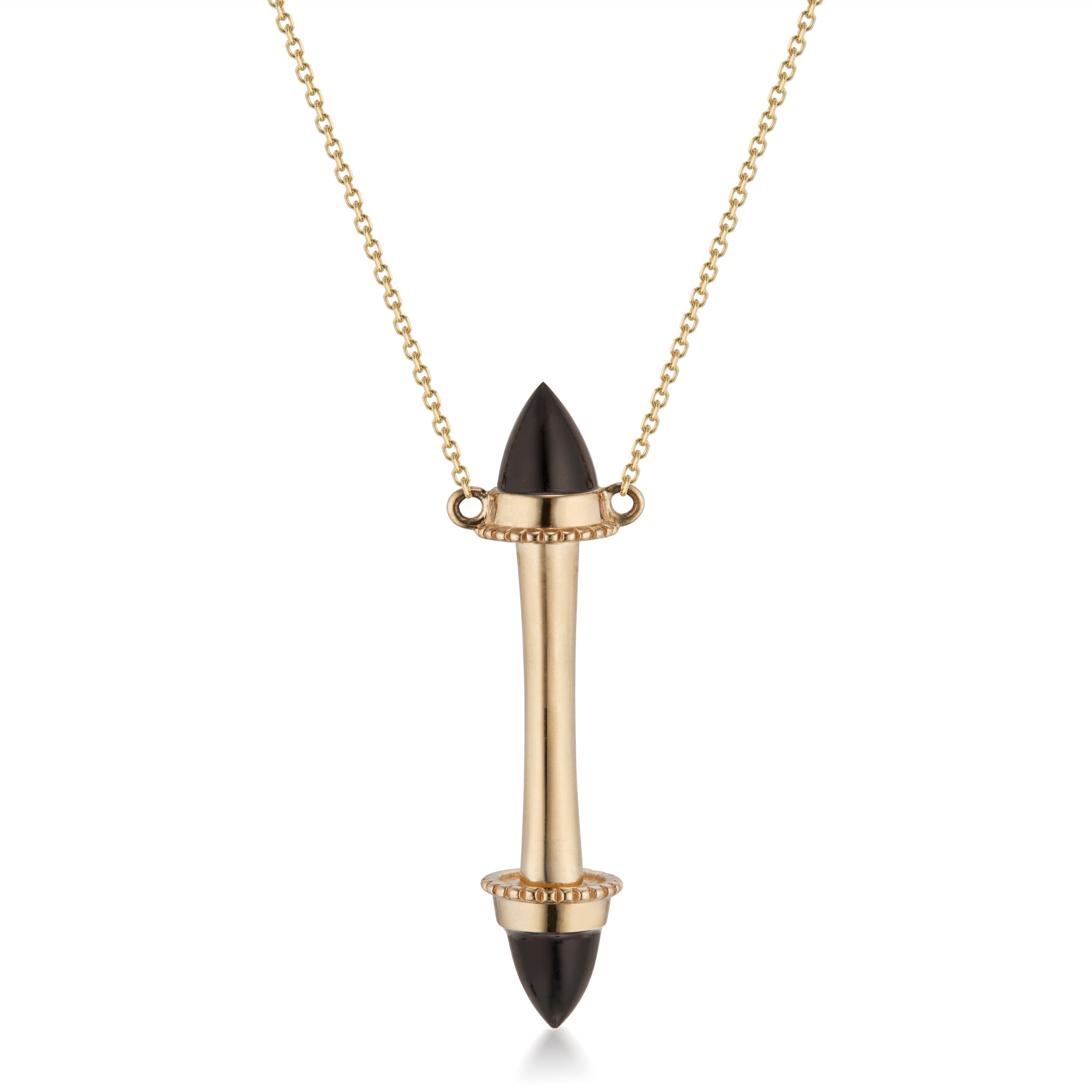Amphora Scroll Black Onyx Necklace Yellow Gold Close-Up Image