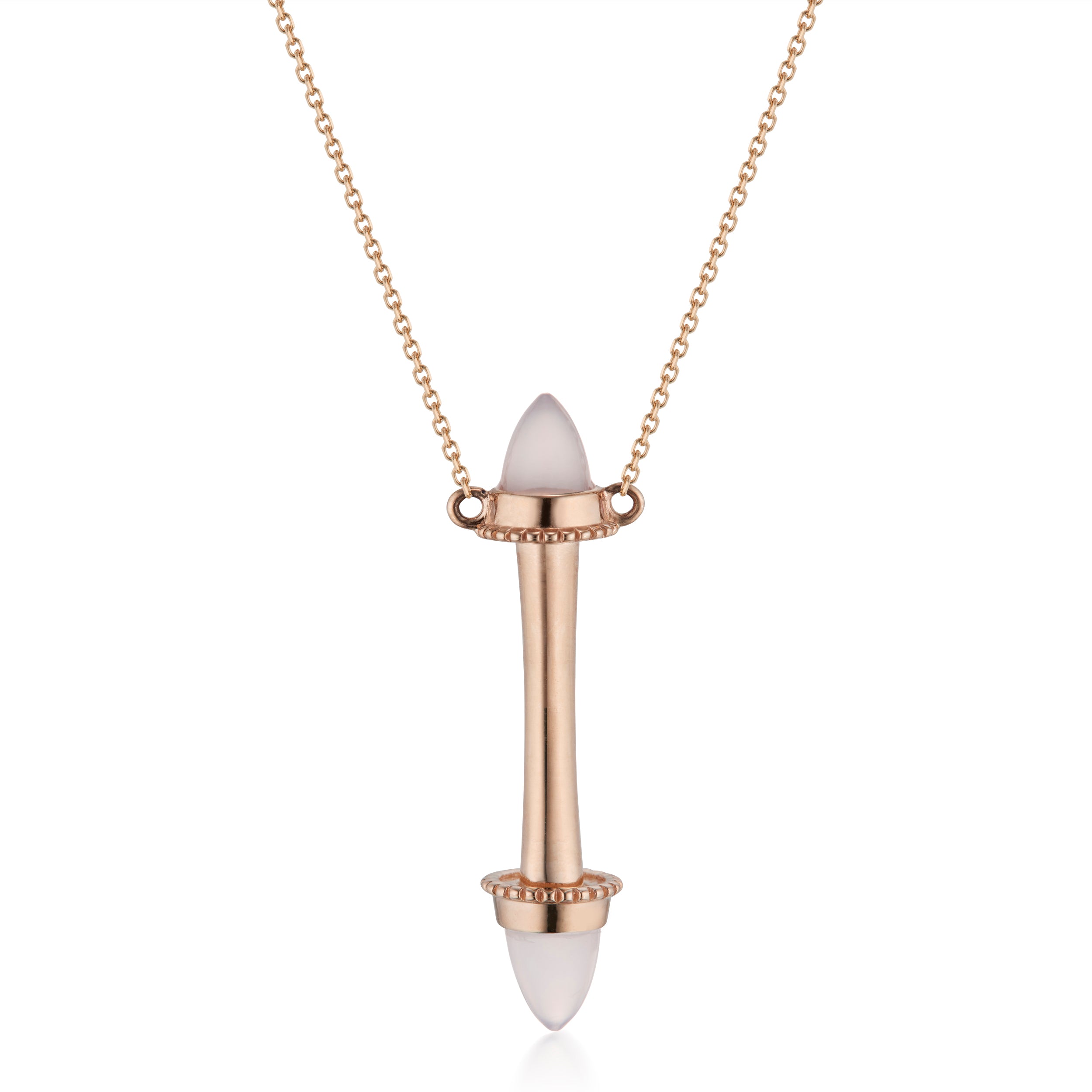 Amphora Pour Toujours Scroll Necklace Blue Chalcedony Necklace Rose Gold Close-Up Image
