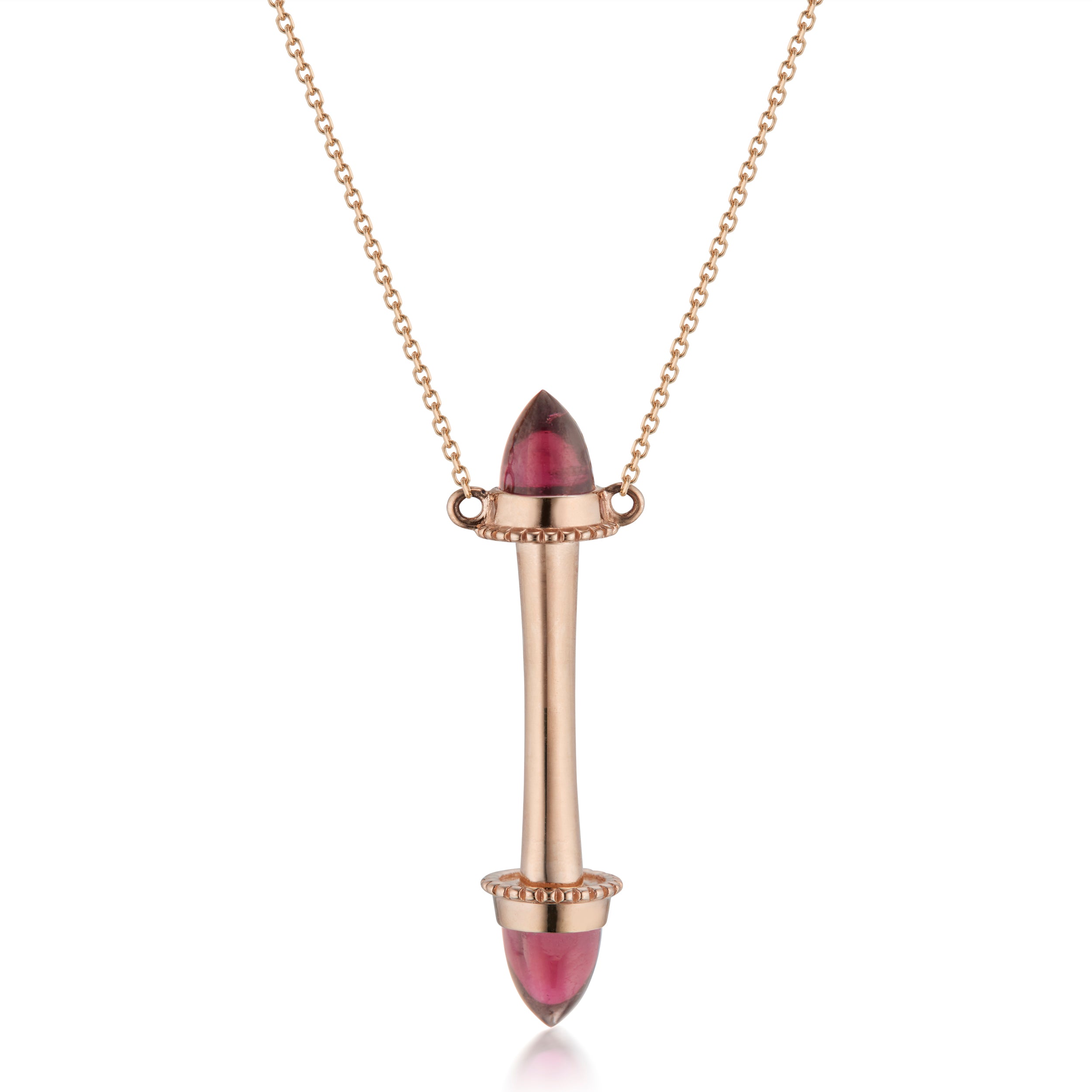 Amphora Scroll "Tout Ou Rien" Necklace with Garnet