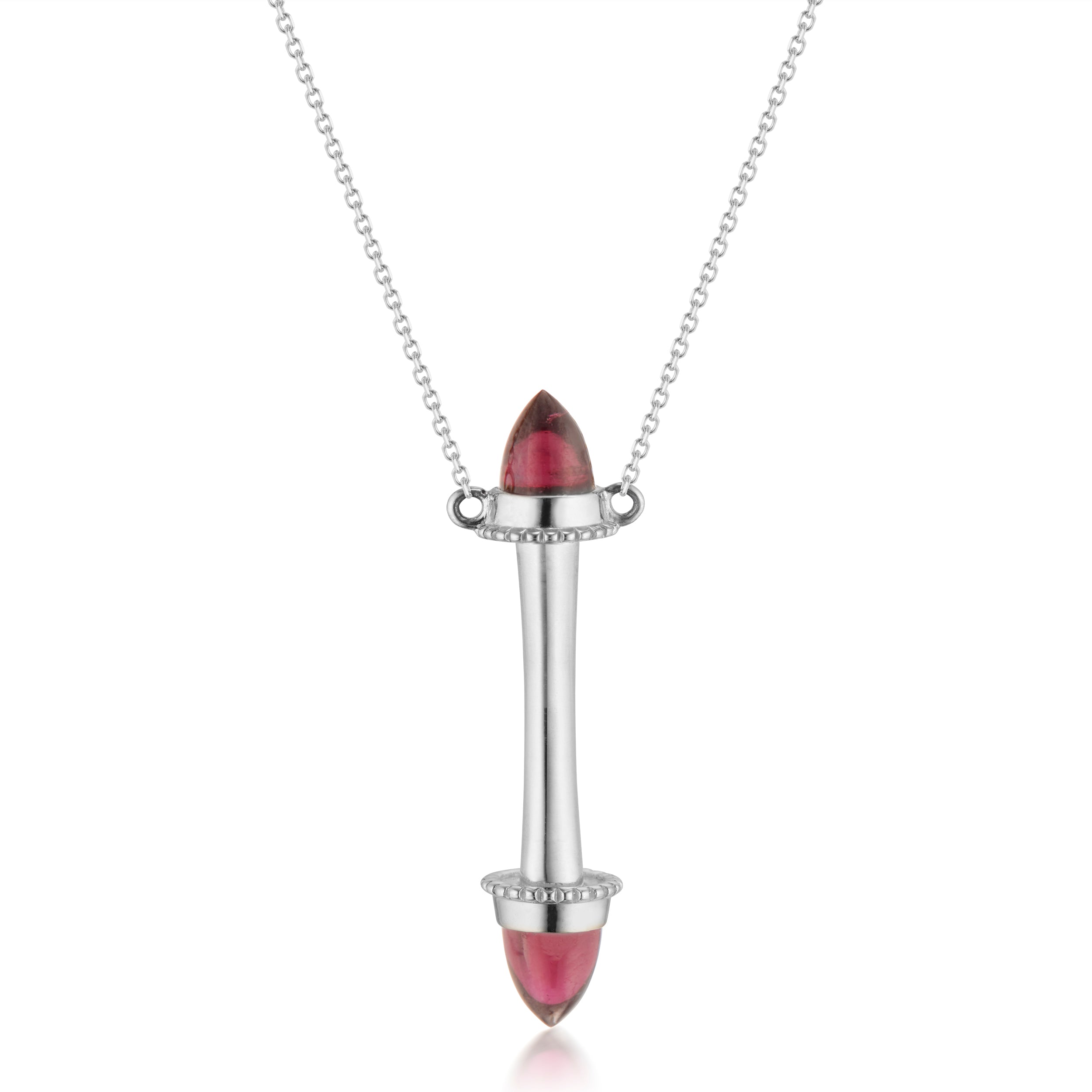 Amphora Scroll "Tout Ou Rien" Necklace with Garnet