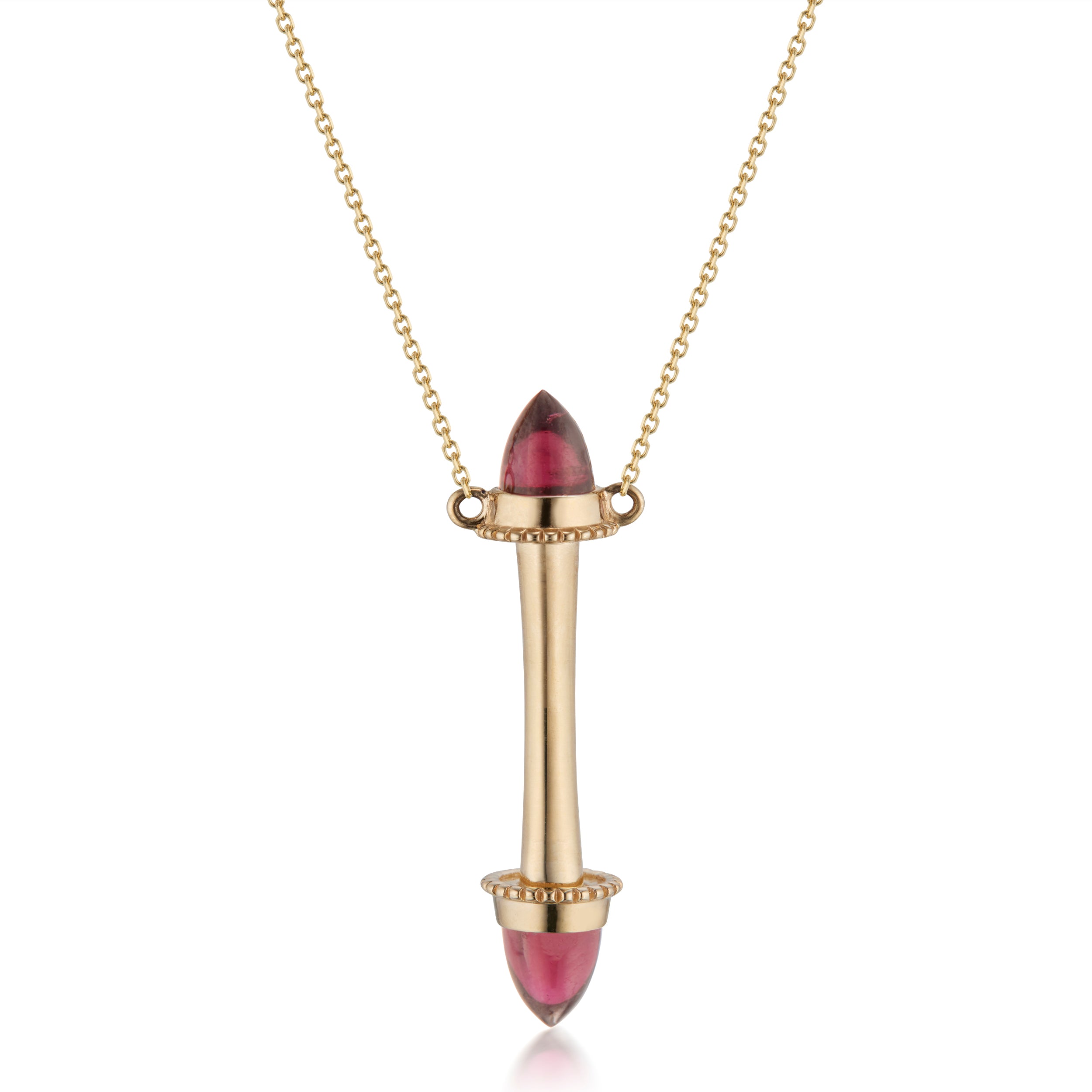 Amphora Scroll "Tout Ou Rien" Necklace with Garnet