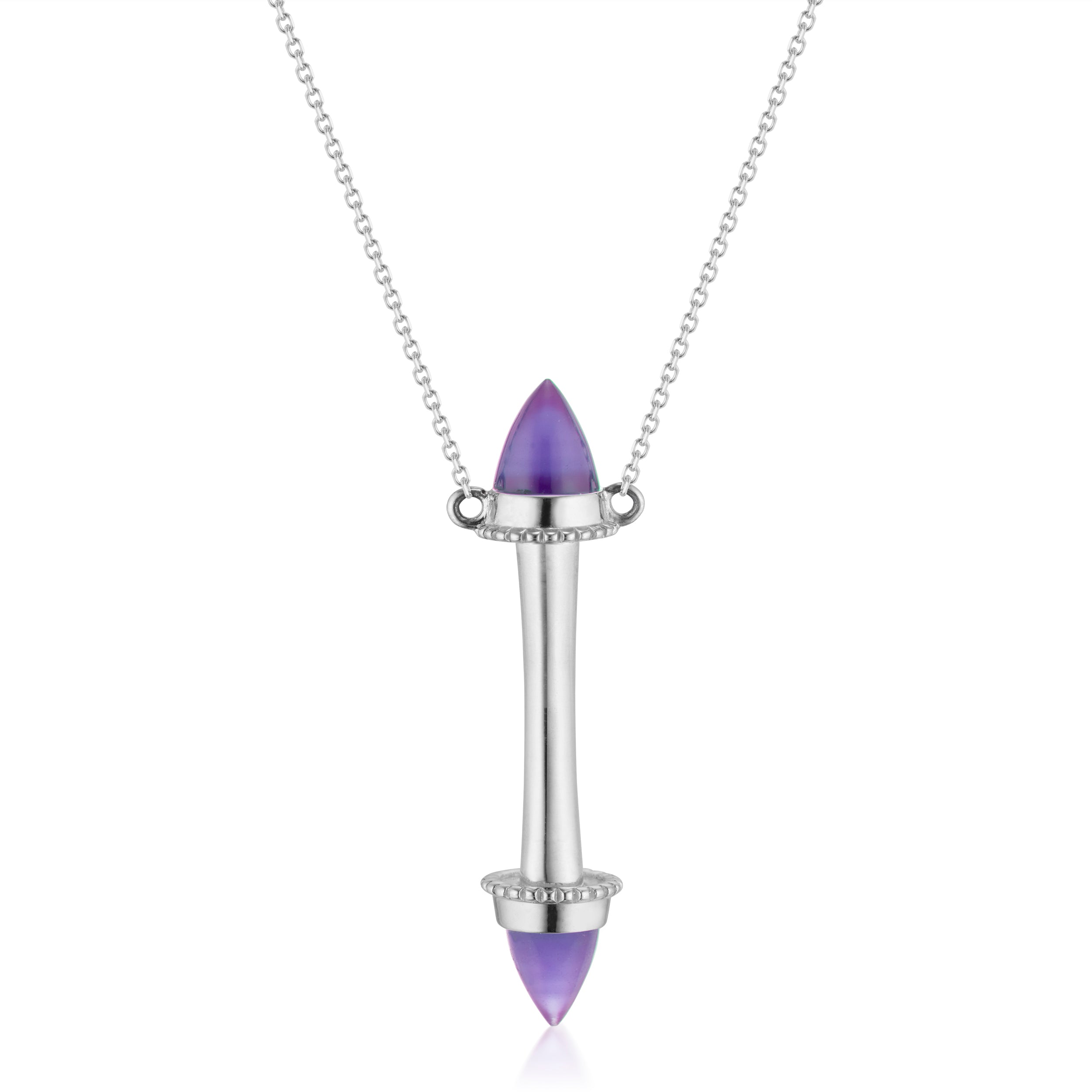 Amphora Scroll Tout Ou Rien Necklace with Amethyst White Gold Close-Up Front Image