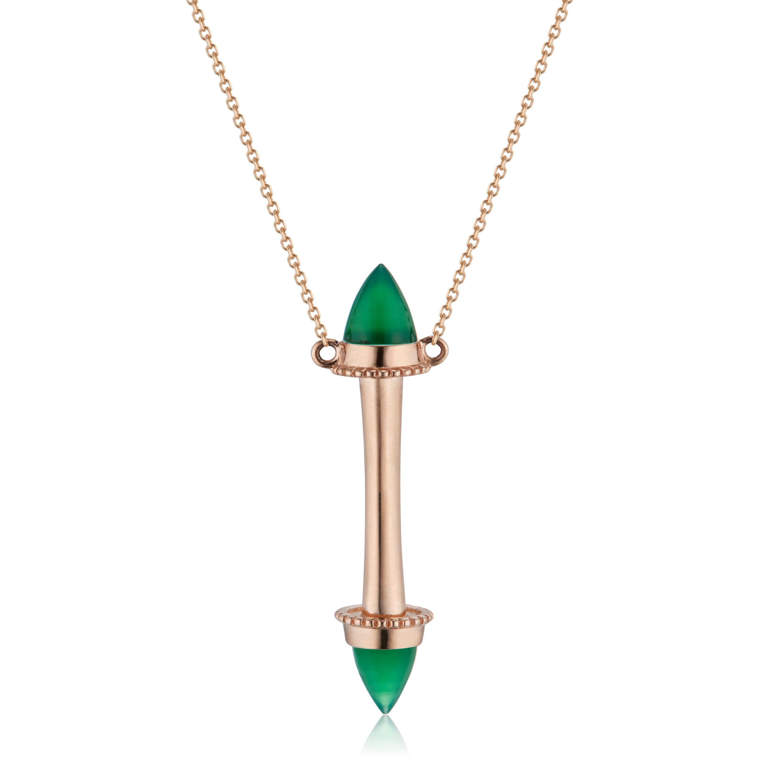Amphora Scroll Coup de Foudre Necklace with Green Onyx Rose Gold Close-Up Image