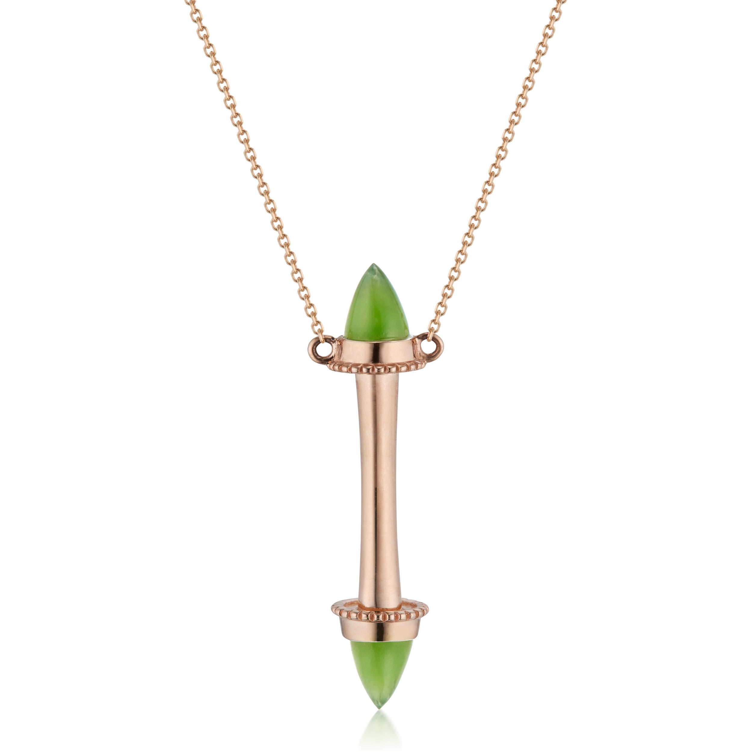 Amphora Scroll Jade Necklace Rose Gold Close-Up Image