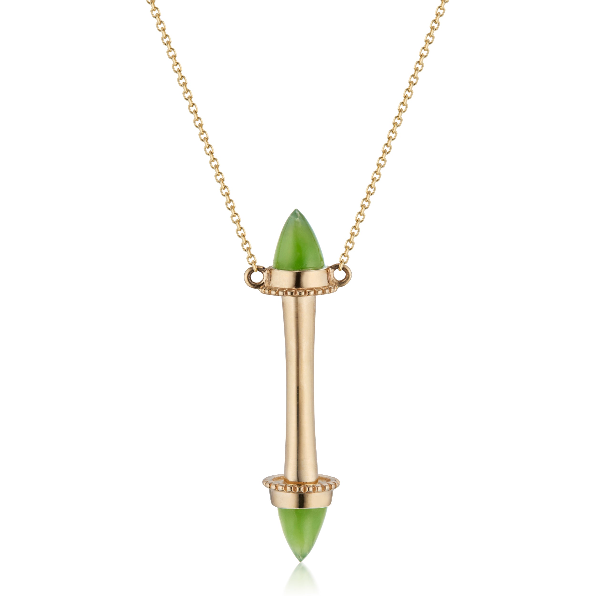 Amphora Scroll Jade Necklace Yellow Gold Close-Up Image