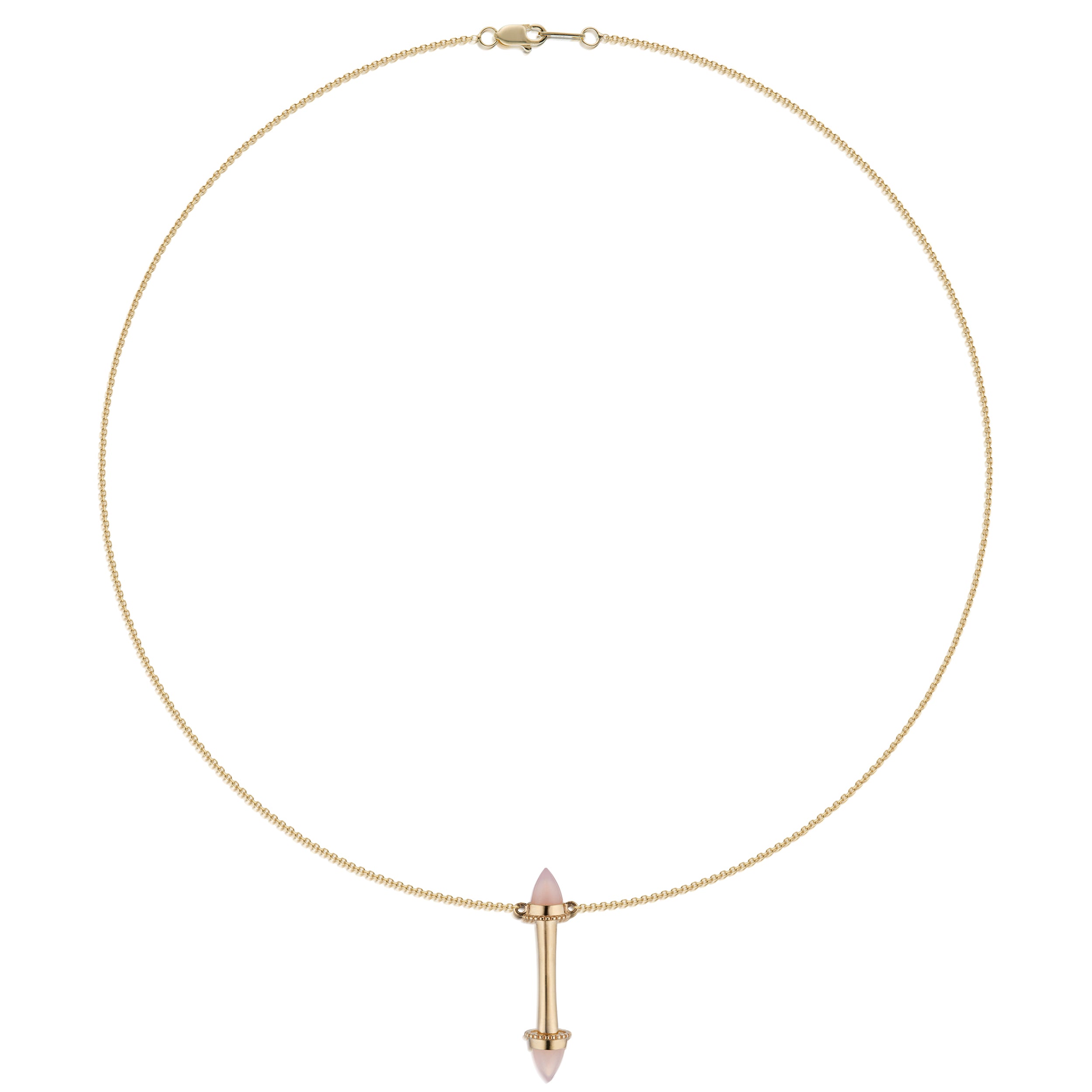 Amphora Scroll Pink Quartz Necklace Yellow Gold Image