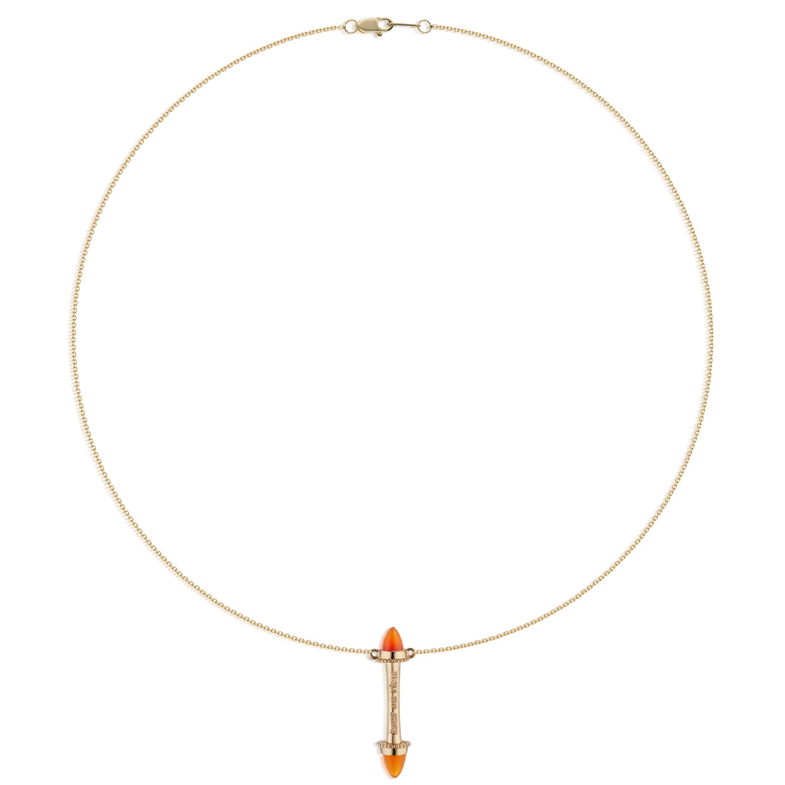 Amphora Scroll Tout Ou Rien Necklace with Carnelian in Yellow Gold, Front Image