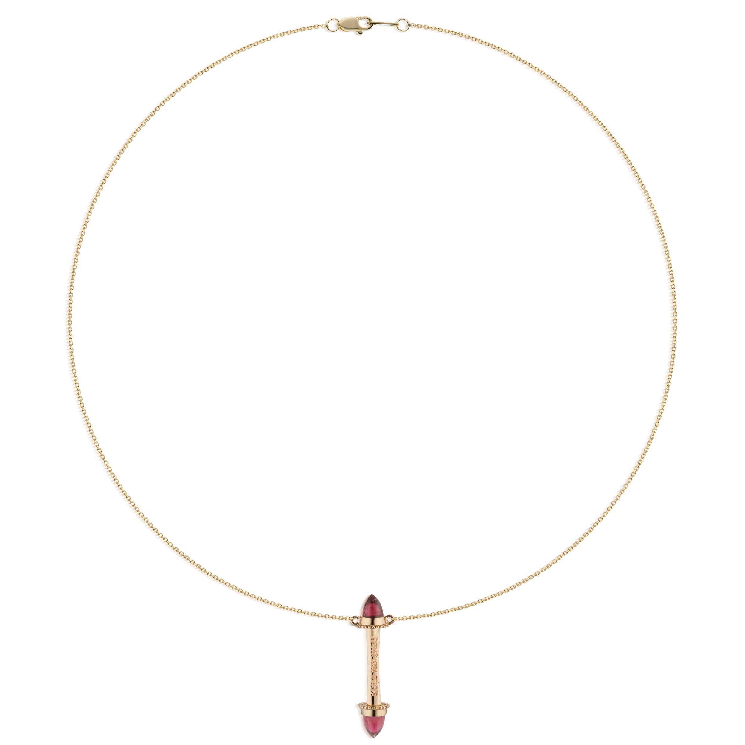 Amphora Scroll "Tout Ou Rien" Necklace with Garnet