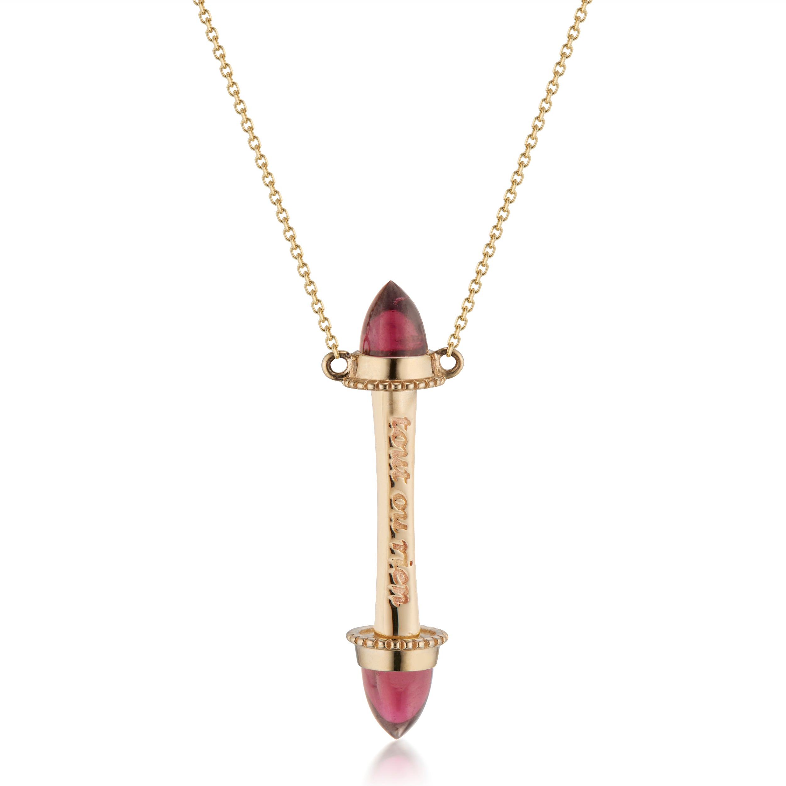 Amphora Scroll "Tout Ou Rien" Necklace with Garnet