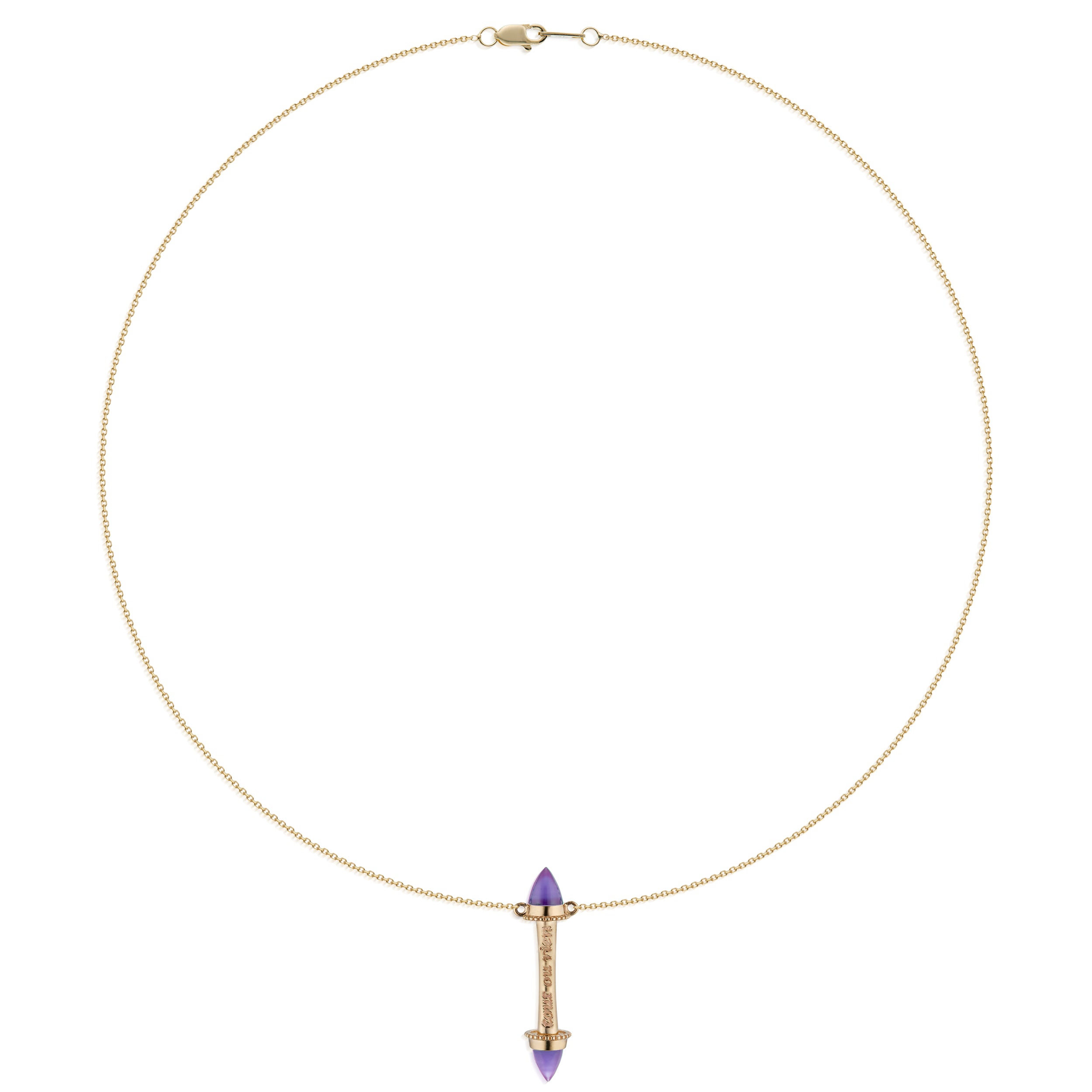 Amphora Scroll Tout Ou Rien Necklace with Amethyst Yellow Gold Front Image