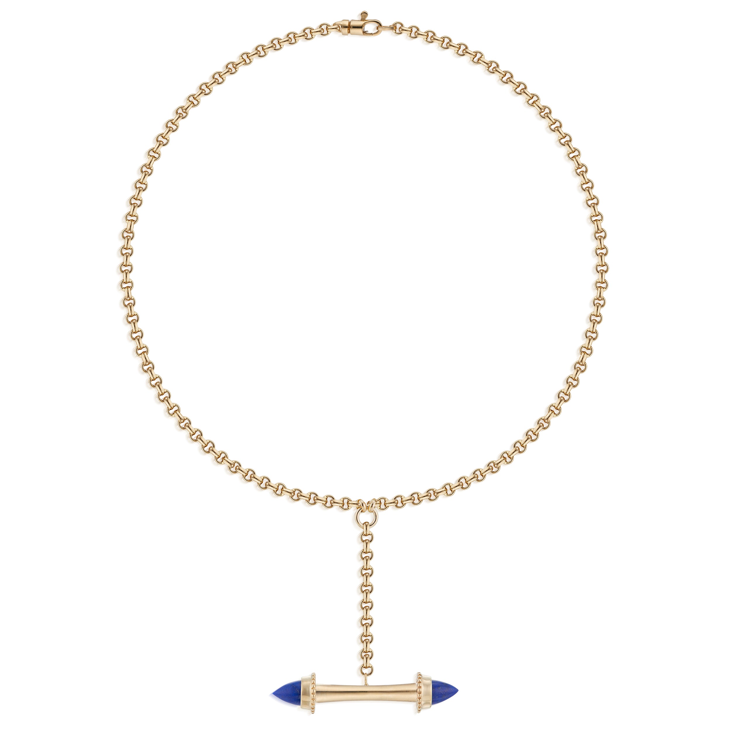 Amphora Scroll Y-Necklace Lapis Yellow Gold Image