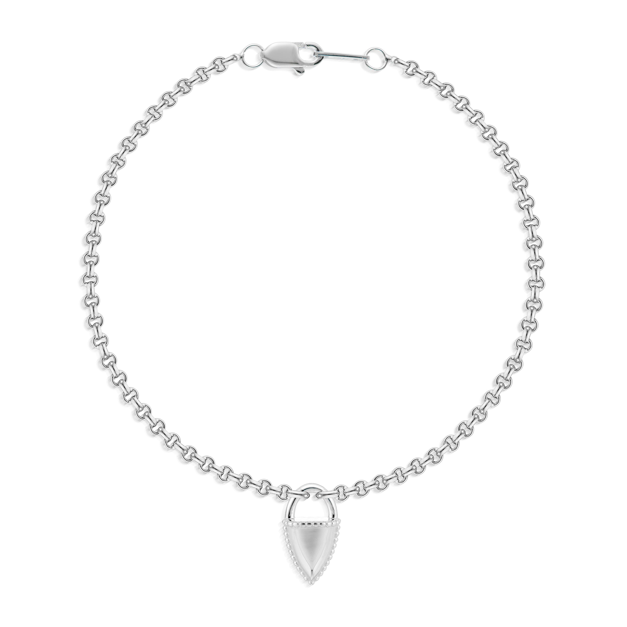 Amphora Lock Bracelet with a Rolo Chain White Gold