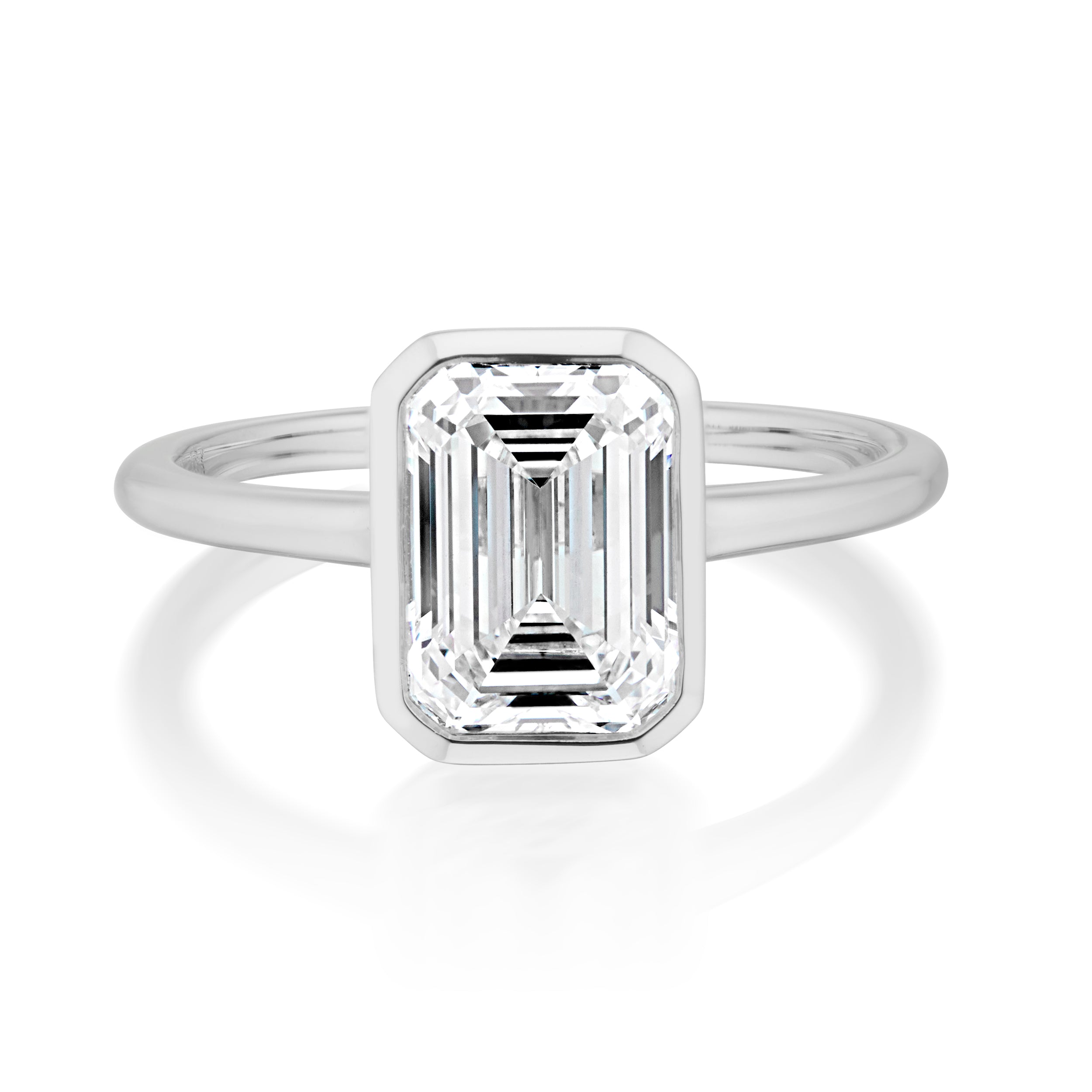 Atlas Ring with White Diamond in White Gold Front Image