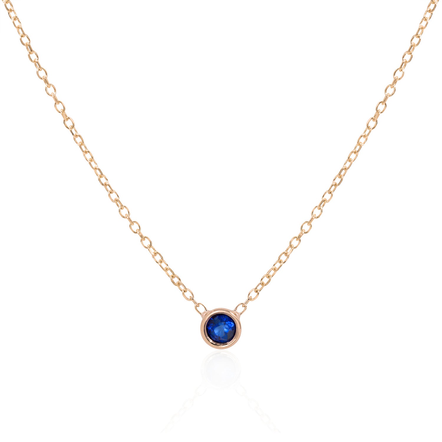 Barely There Blue Sapphire Necklace Rose Gold Close-Up Image