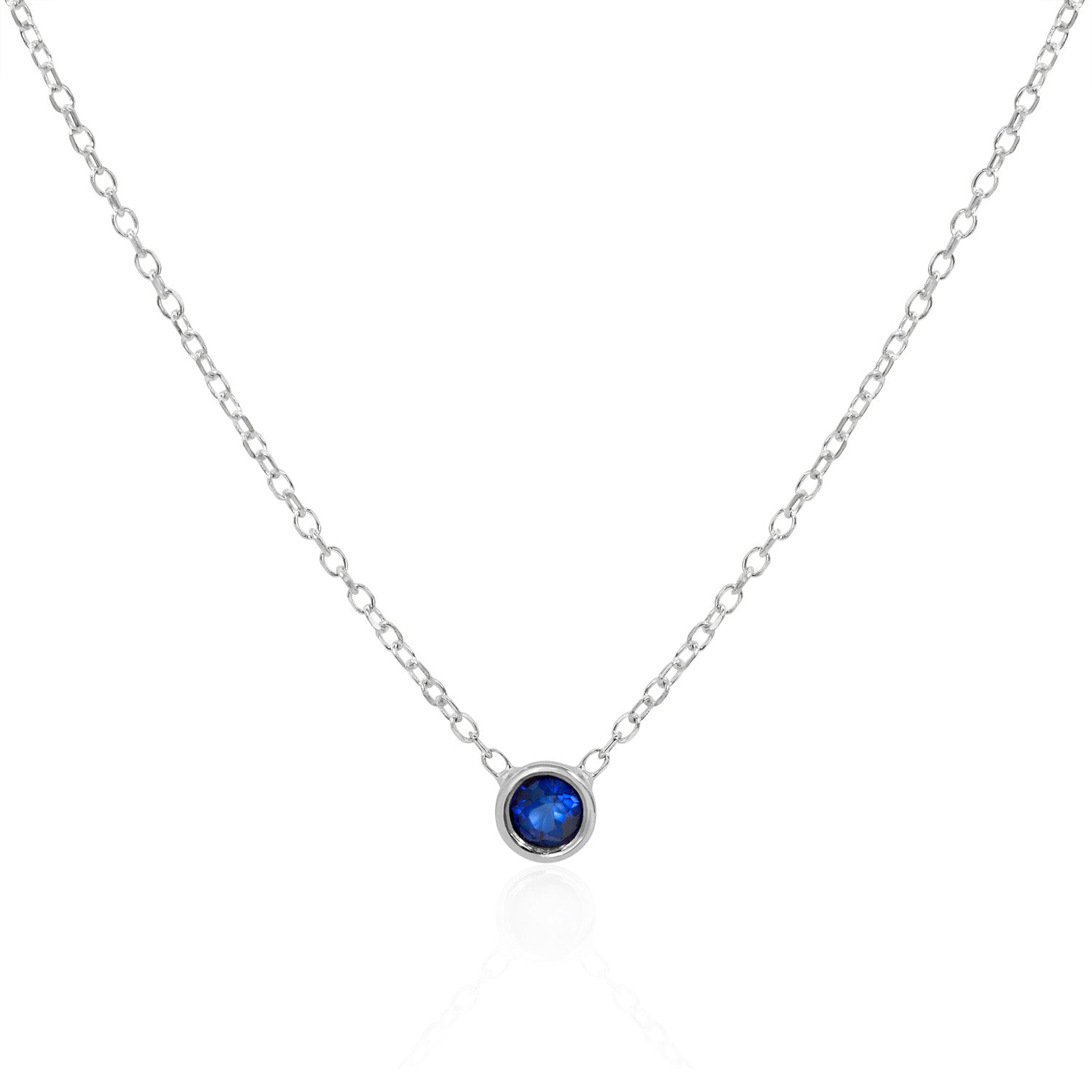 Barely There Blue Sapphire Necklace White Gold Close-Up Image