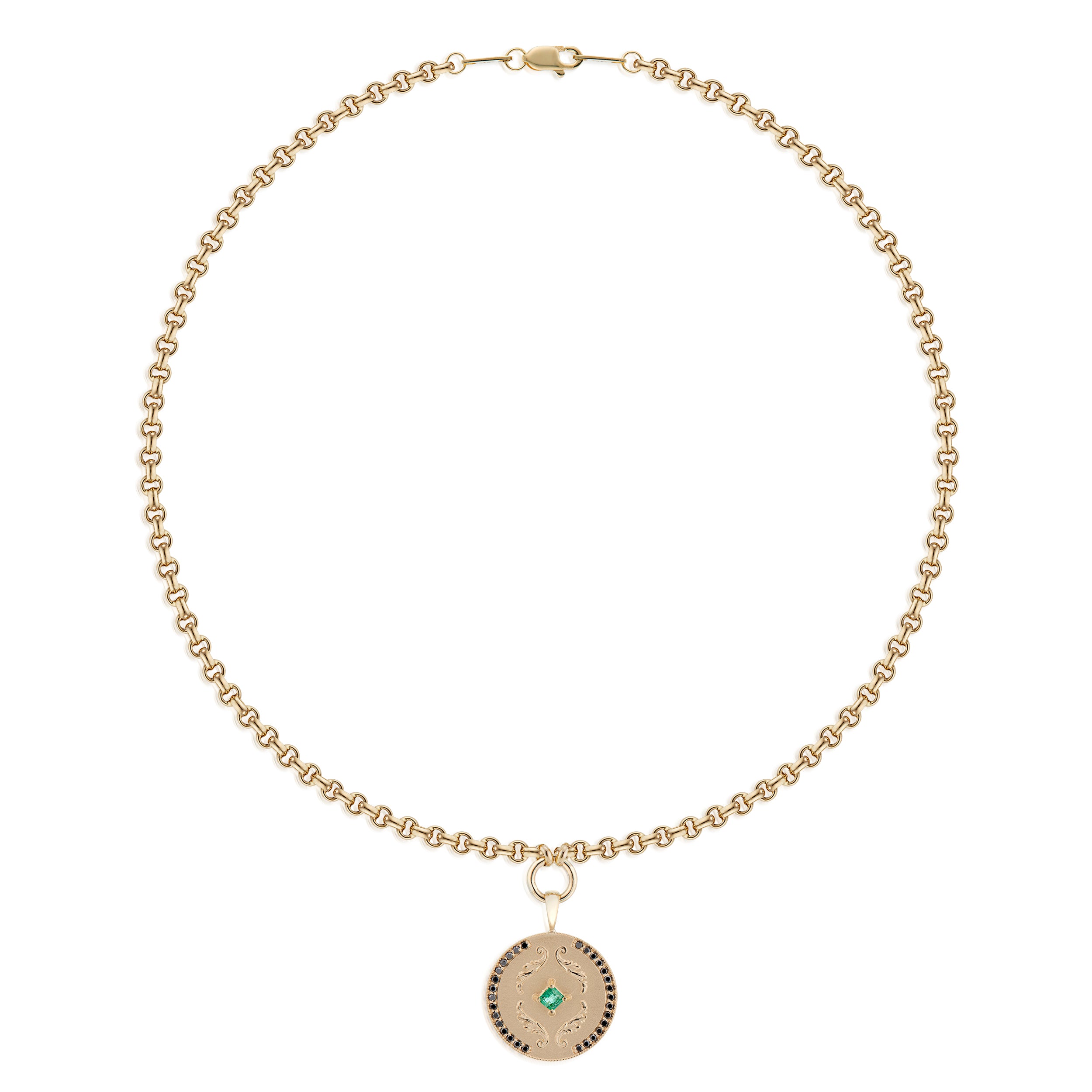 Vale Jewelry Callie Necklace with Emerald in Yellow Gold Full Image
