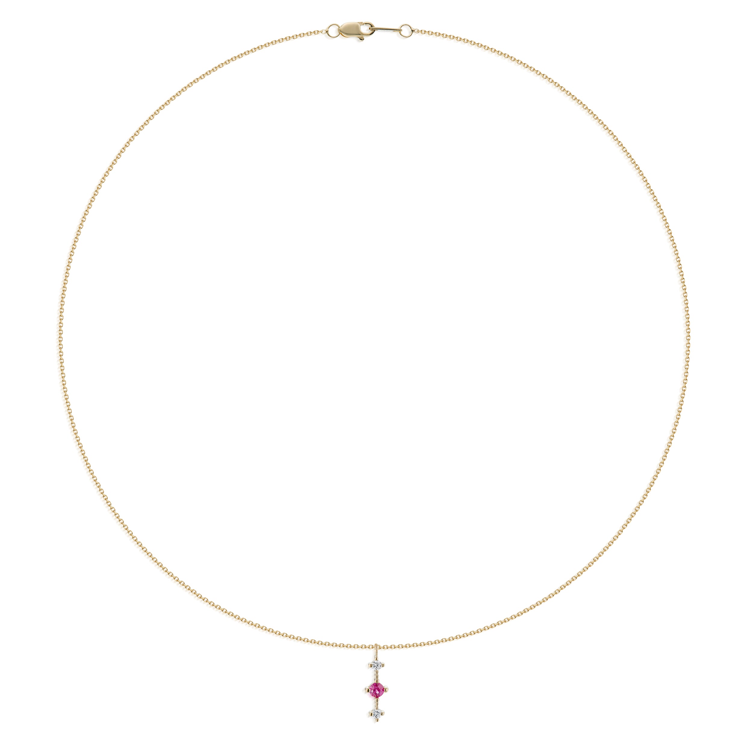 Vale Jewelry Celeste Bar Necklace with Ruby and Diamonds in Yellow Gold Full Image