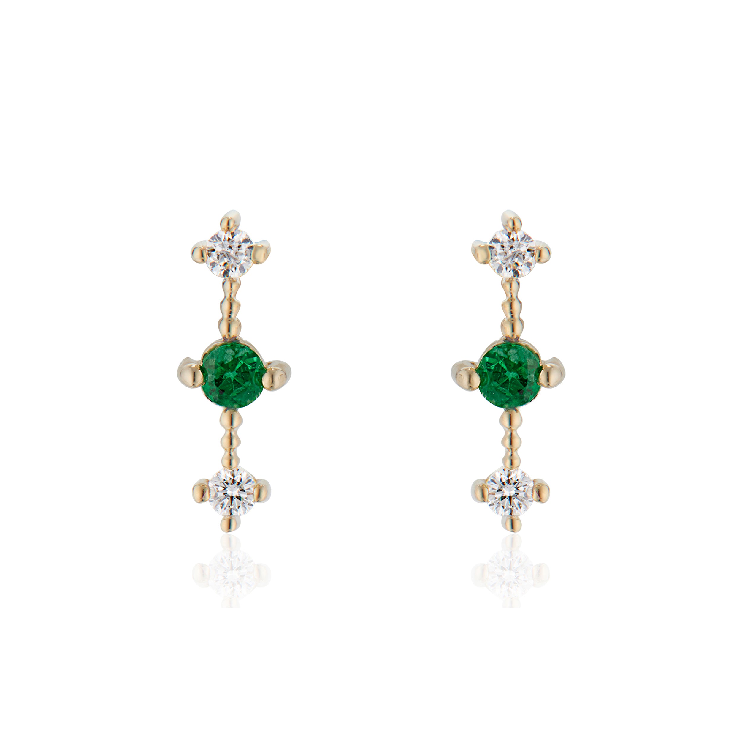 Vale Jewelry Celeste Diamond and Emerald Earrings in Yellow Gold