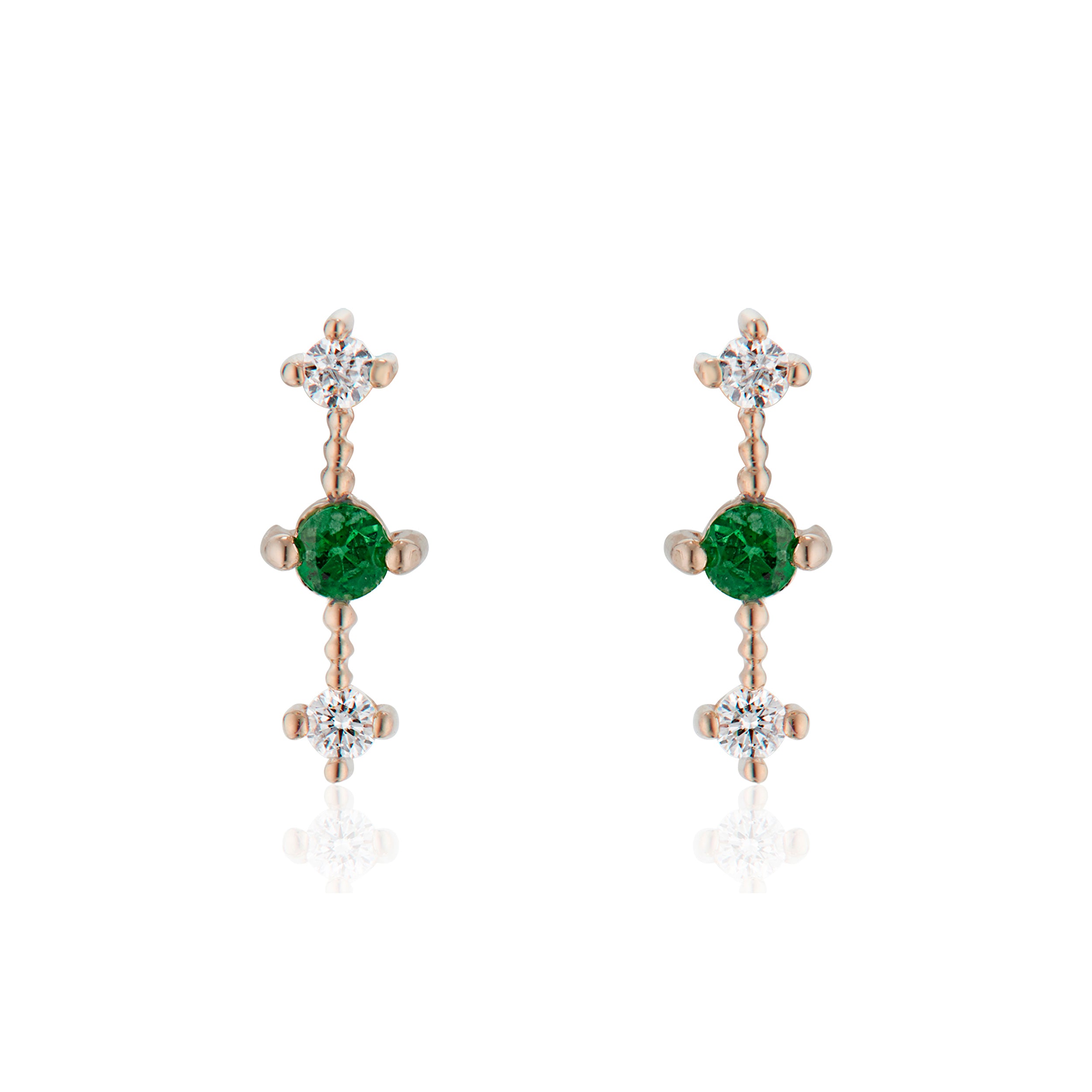 Vale Jewelry Celeste Diamond and Emerald Earrings in Rose Gold