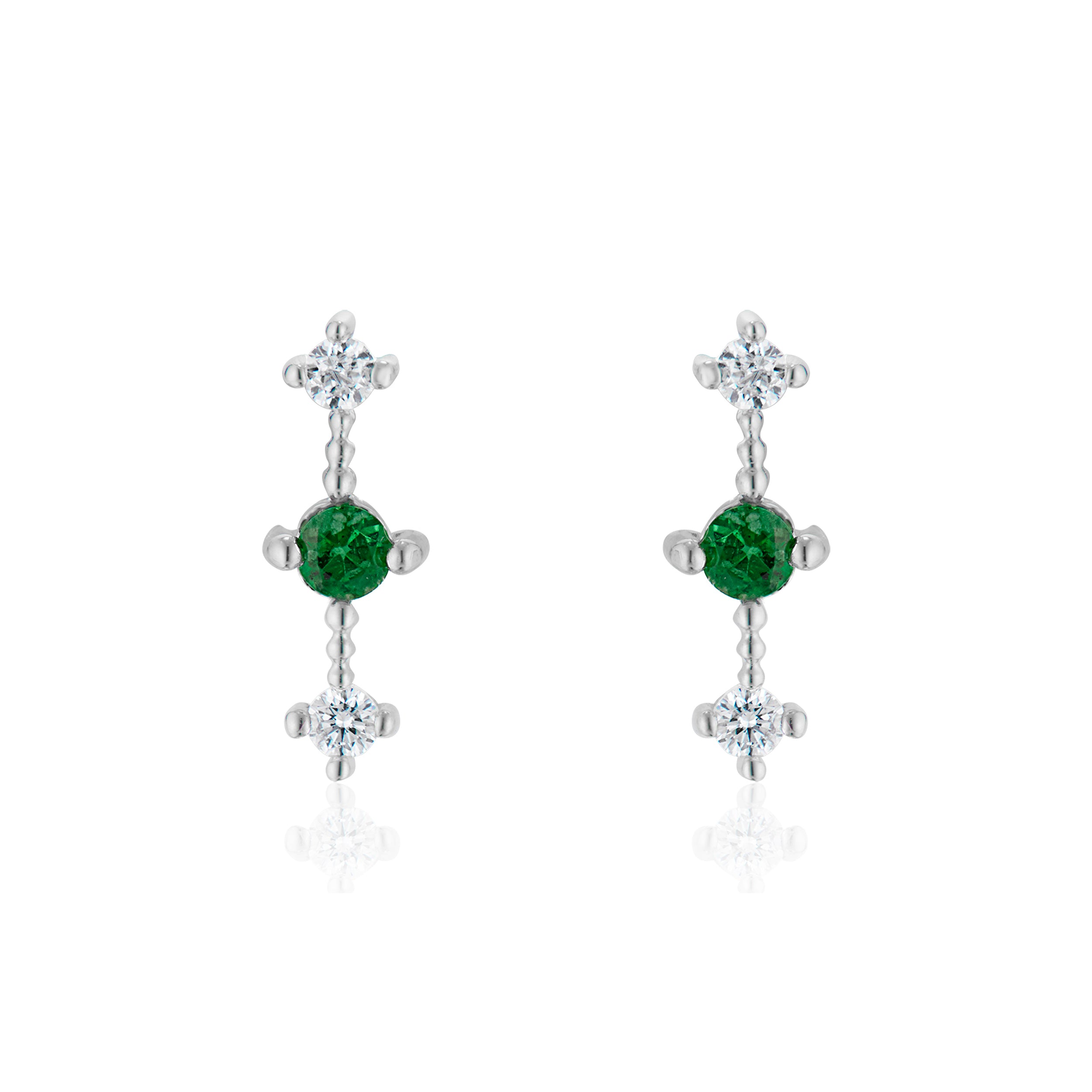 Vale Jewelry Celeste Diamond and Emerald Earrings in White Gold
