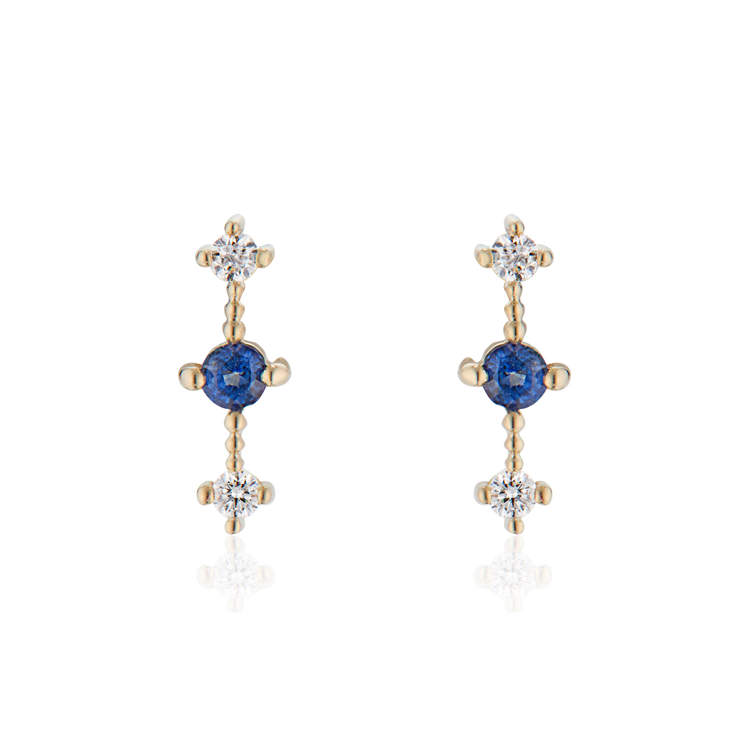 Vale Jewelry Celeste Earrings with Diamonds and Sapphires in Yellow Gold