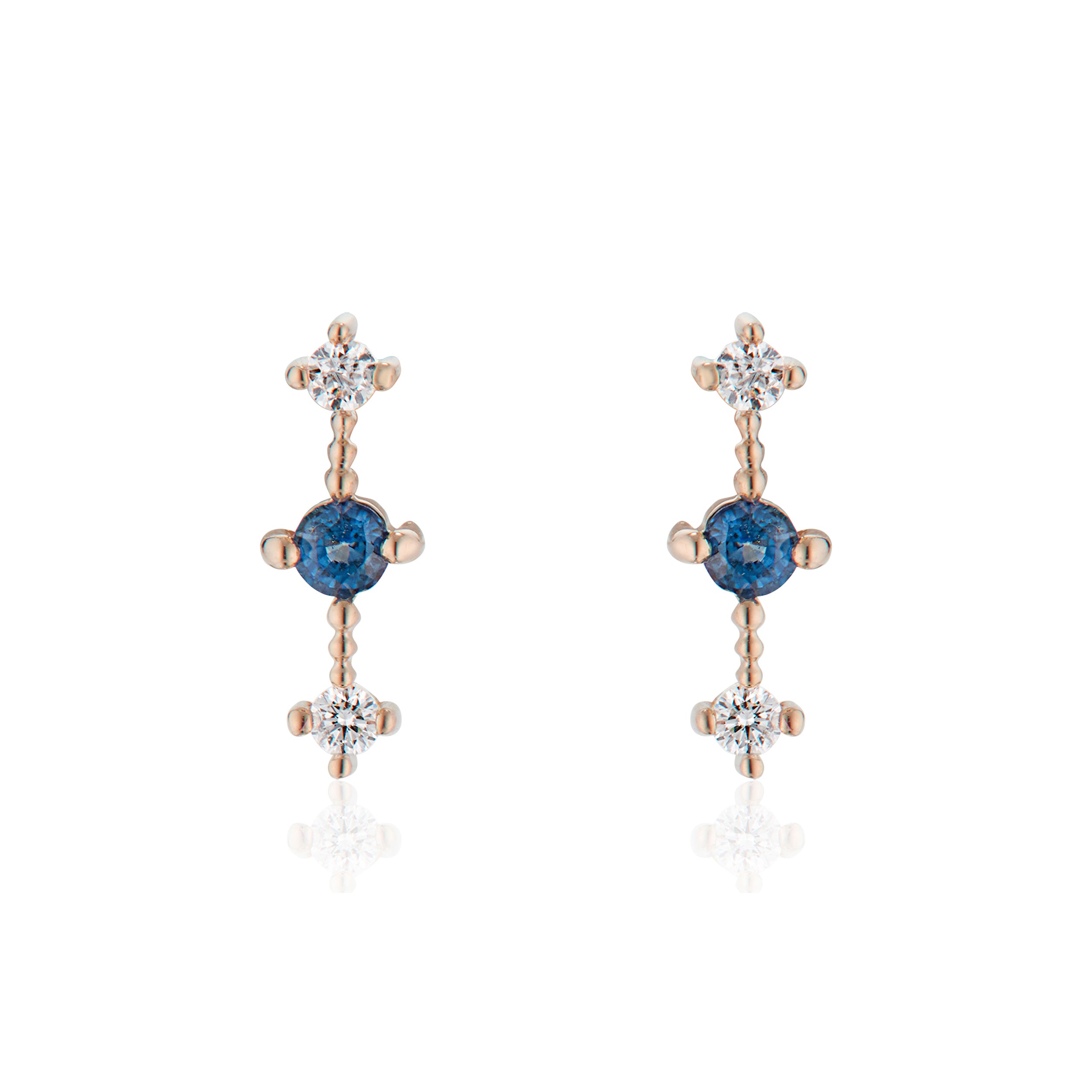 Vale Jewelry Celeste Earrings with Diamonds and Sapphires in Rose Gold