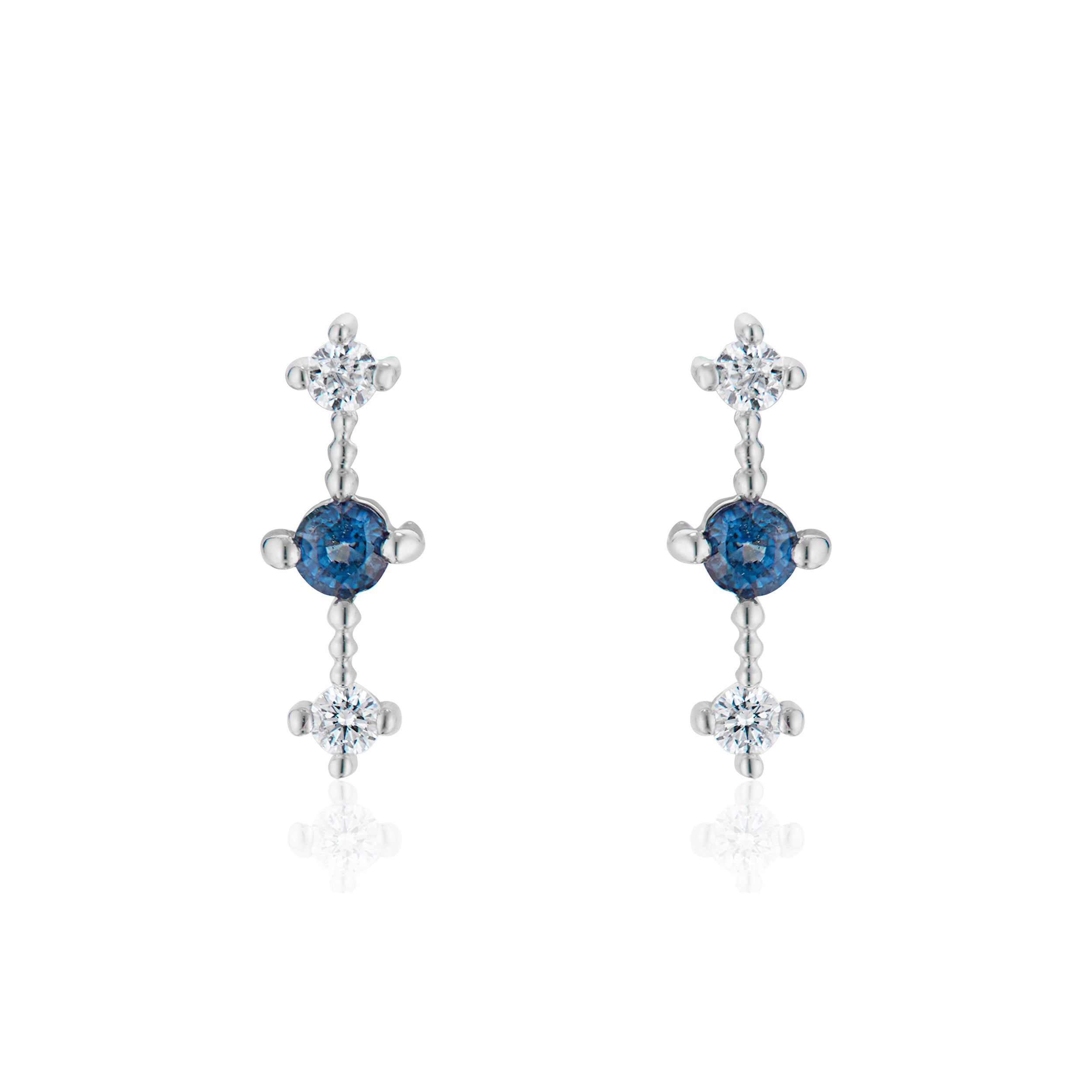 Vale Jewelry Celeste Earrings with Diamonds and Sapphires in White Gold
