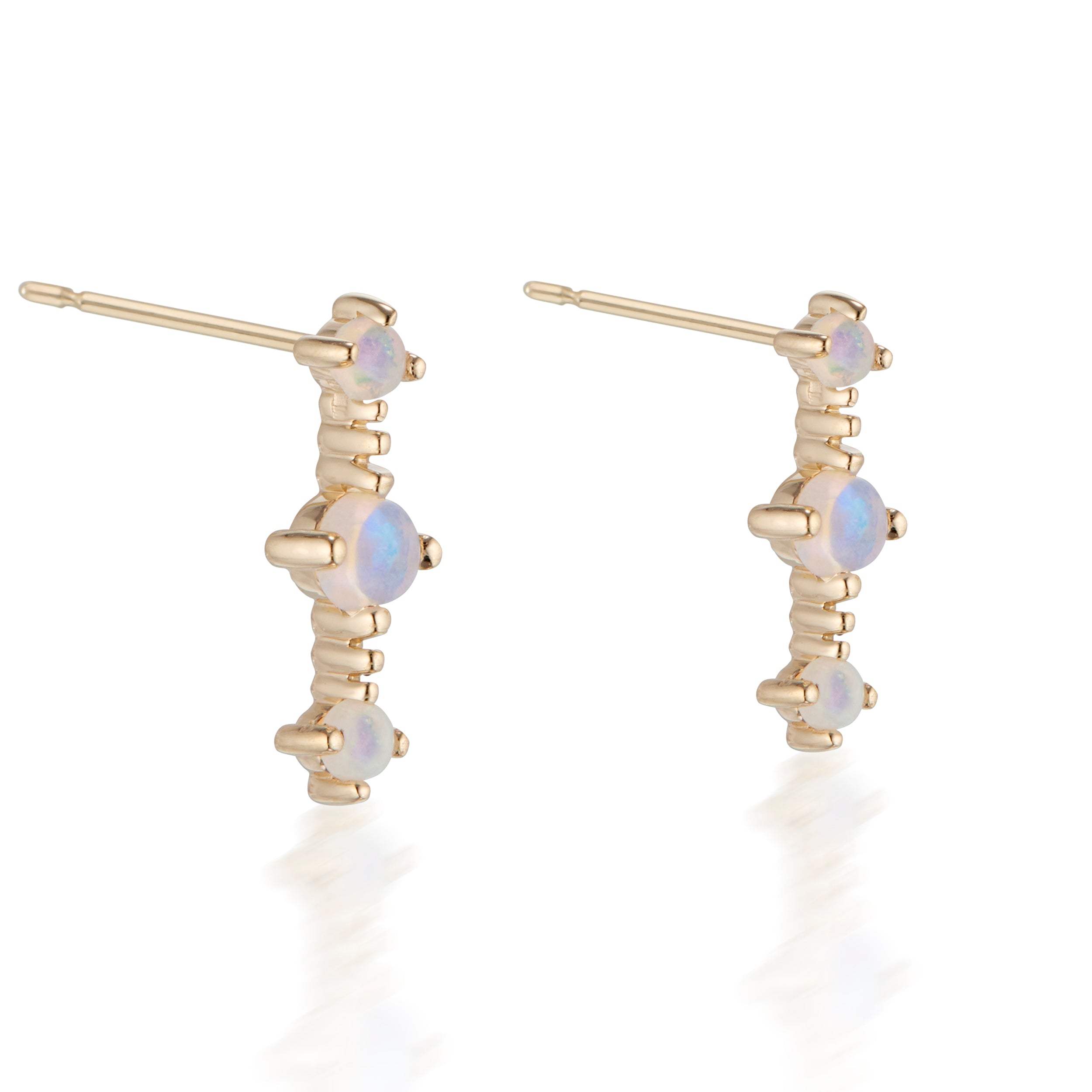 Vale Jewelry Celeste Earrings with Opals in Yellow Gold Side View