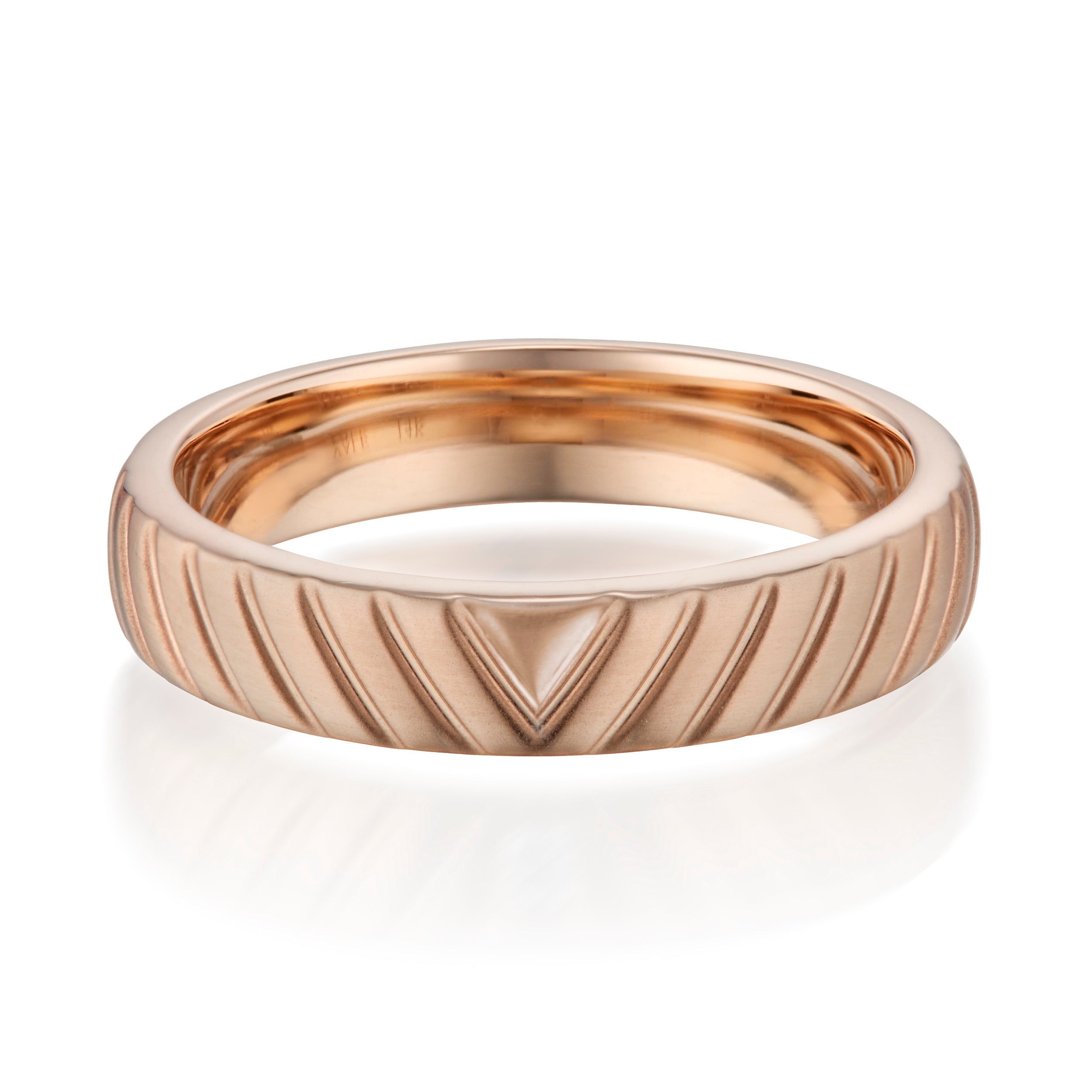 Vale Jewelry Chevron Low Dome Ring in Rose Gold Front View